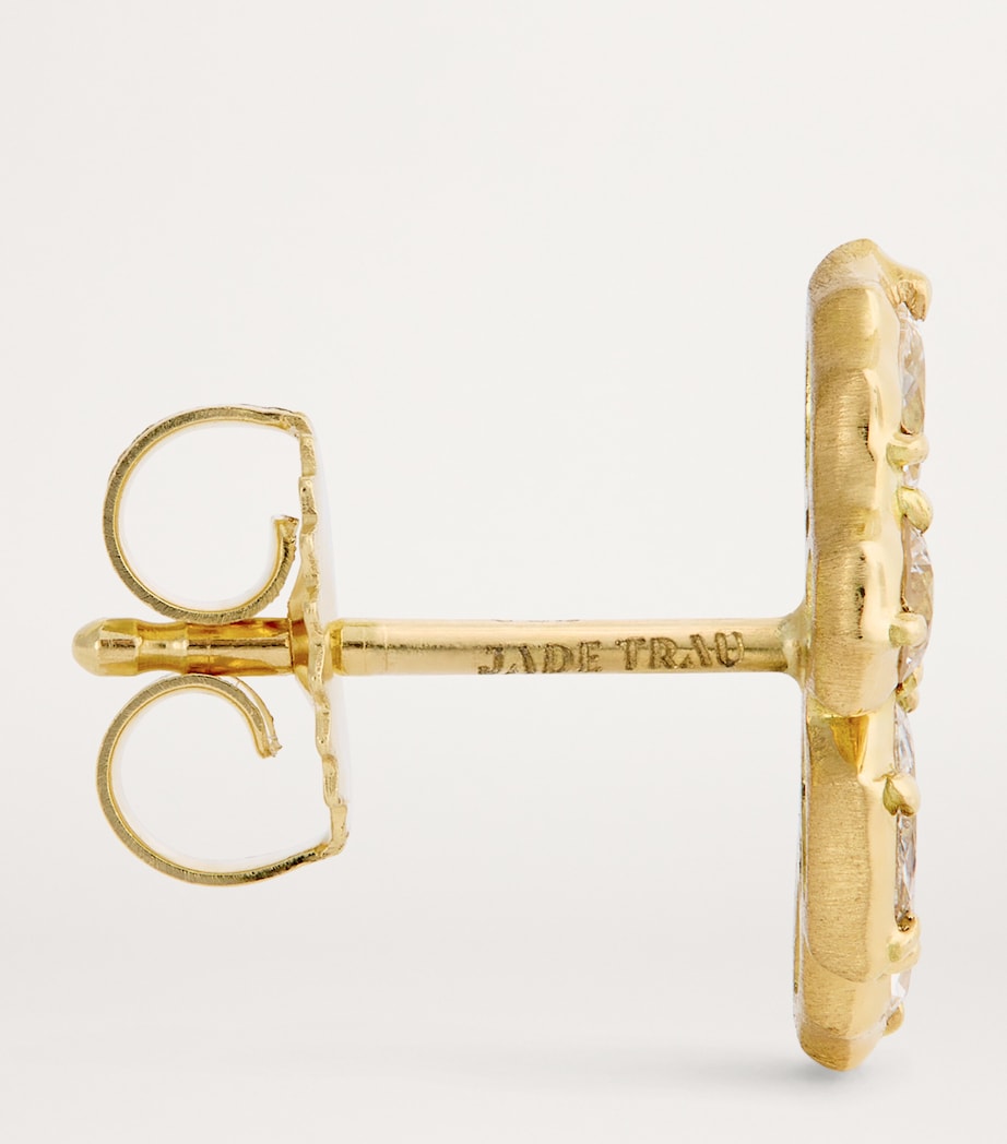 Yellow Gold and Diamond Posey Curve Stud Earrings YELLOW GOLD Image 4