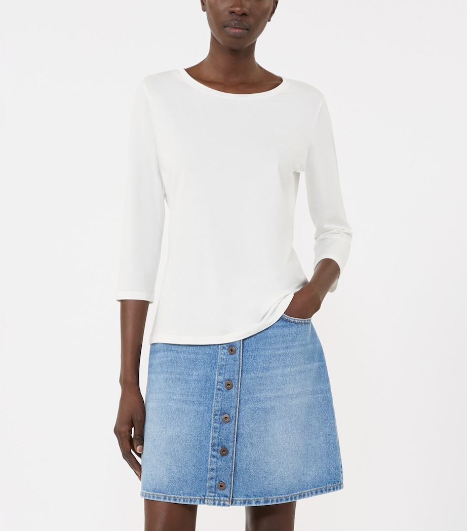 Weekend Max Mara Womens Stretch-Cotton Long-Sleeve T-Shirt White Image 2