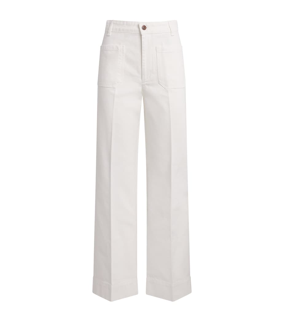 Victoria Beckham Womens Alina High-Rise Wide-Leg Jeans Washed White Image 1