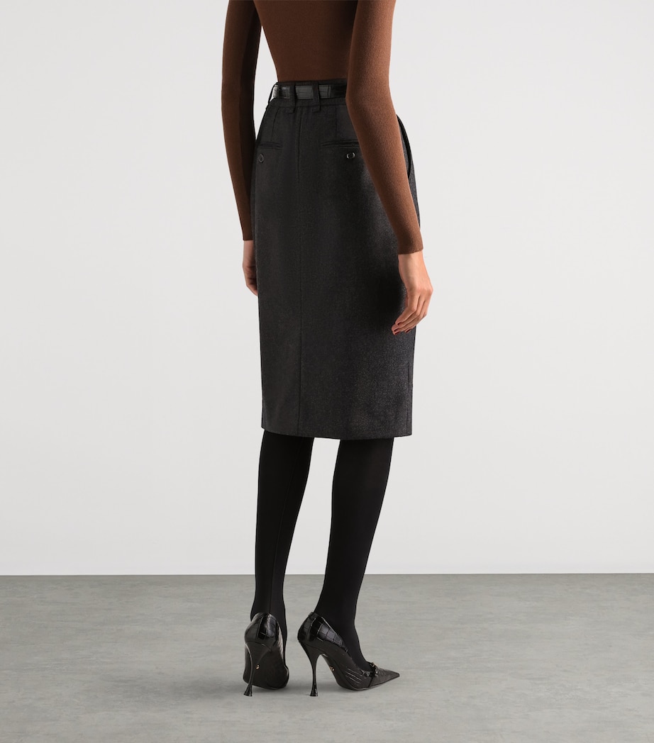 Dolce&Gabbana Womens Virgin Wool Pencil Skirt Melange Grey Image 4