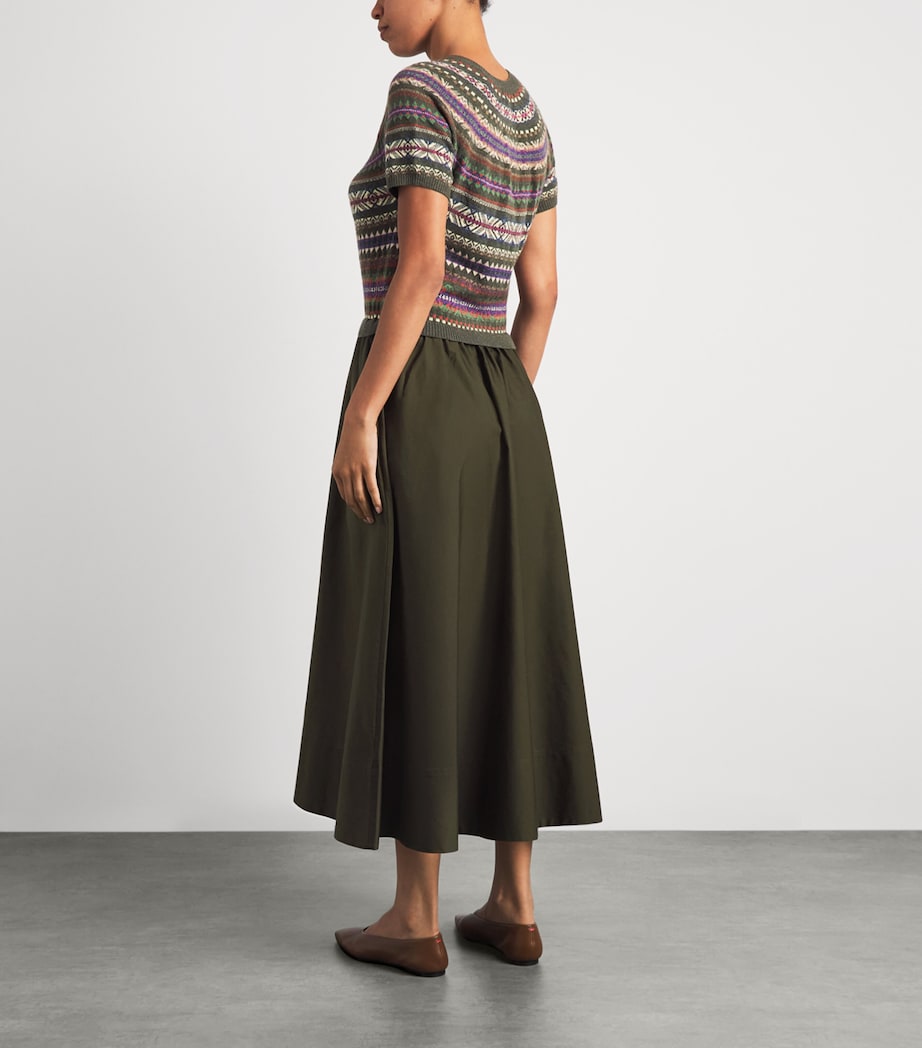 Polo Ralph Lauren Womens Fair Isle Cardigan Midi Dress Olive Multi Image 5