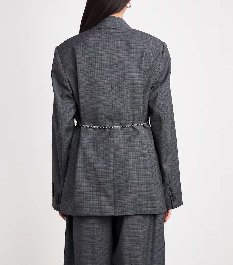 Wool-Blend Chain-Detail Blazer 085 DARK GREYMELANGE Image 4