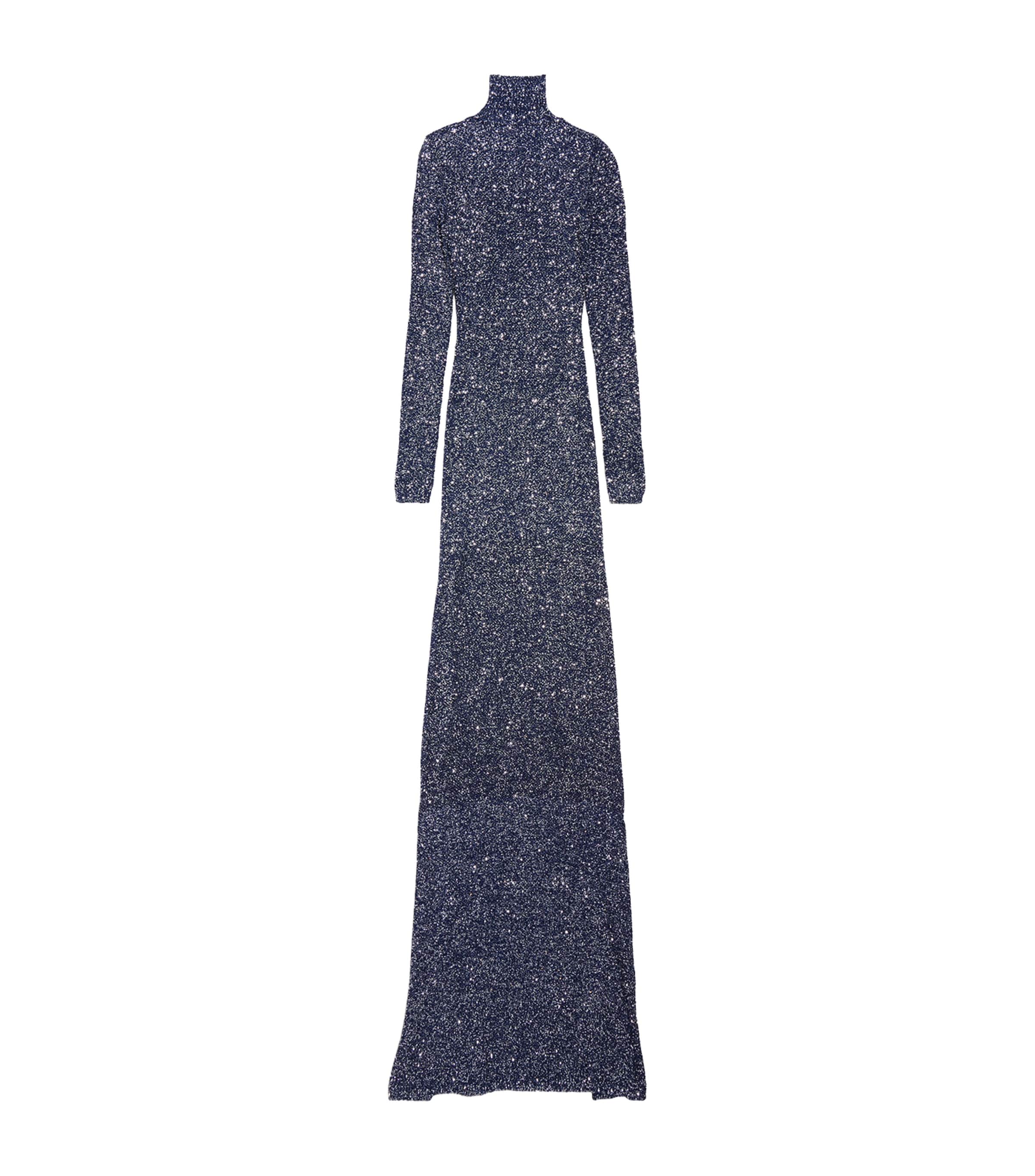 Balenciaga Womens Sequin Rollneck Maxi Dress Image 2