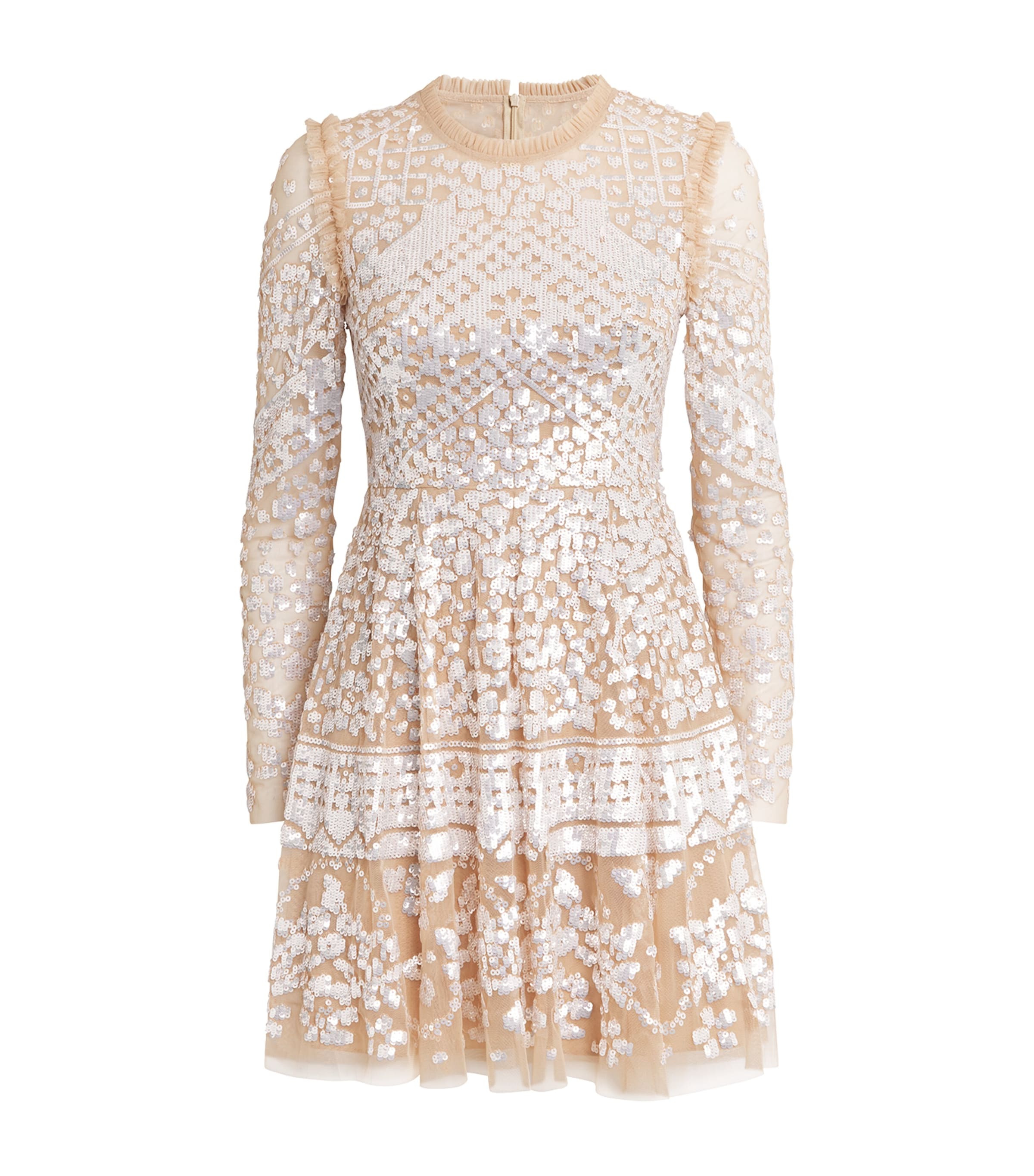 Needle & Thread Aurora Mini Dress In Nude