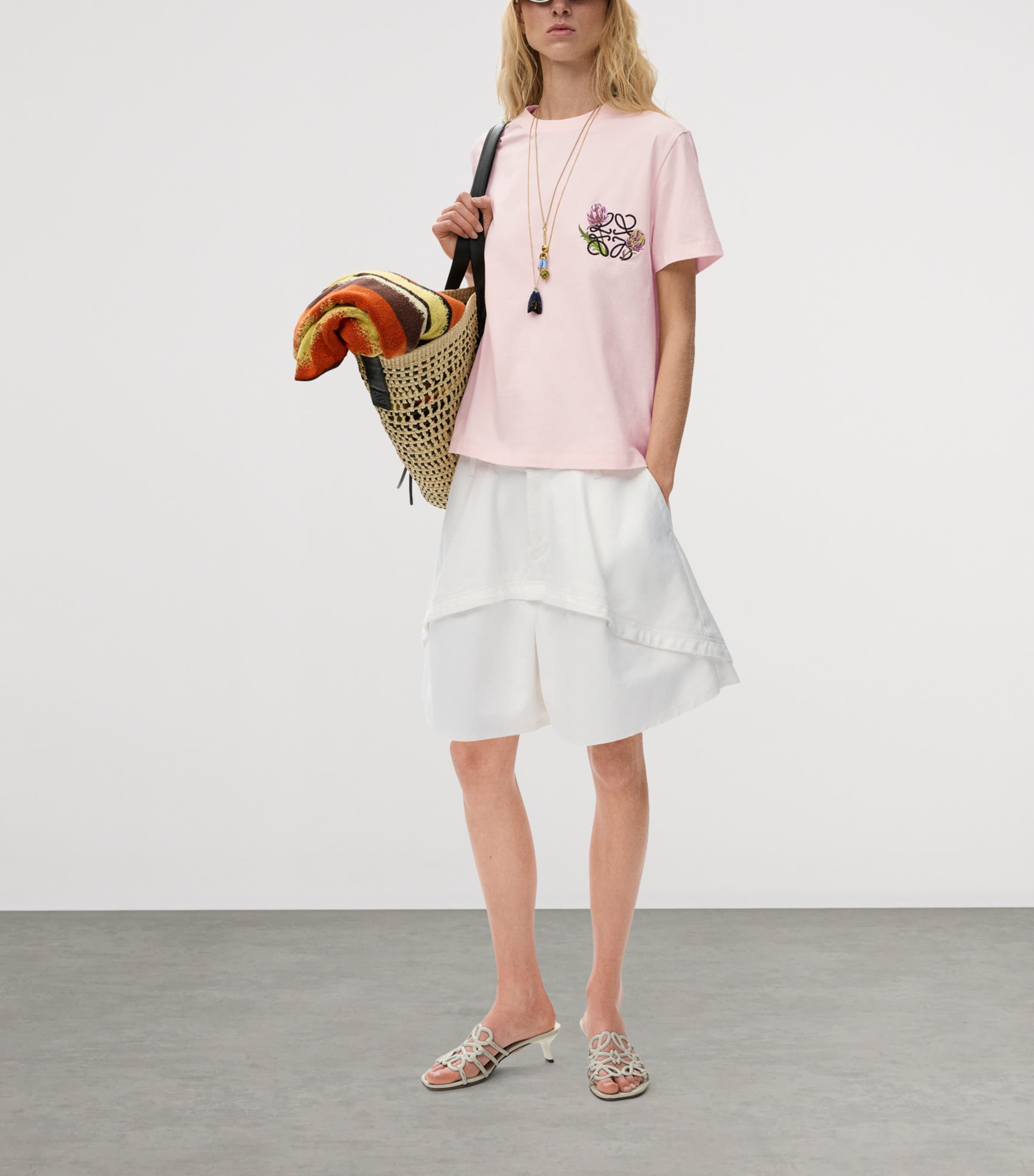 LOEWE Womens x Paula's Ibiza Cotton Panelled Shorts White Image 2