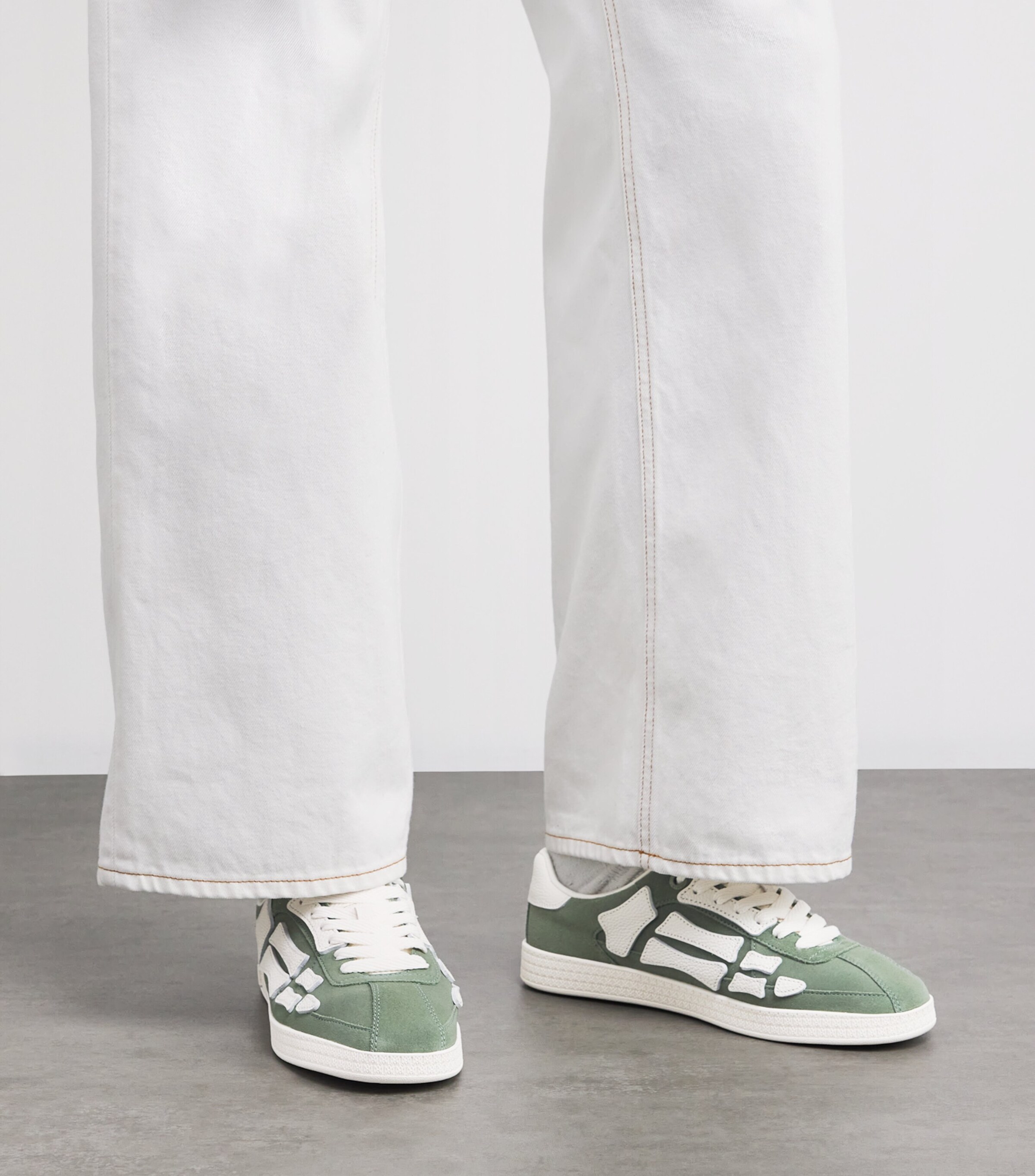 AMIRI Leather Pacific Bones Sneakers Olive Image 5