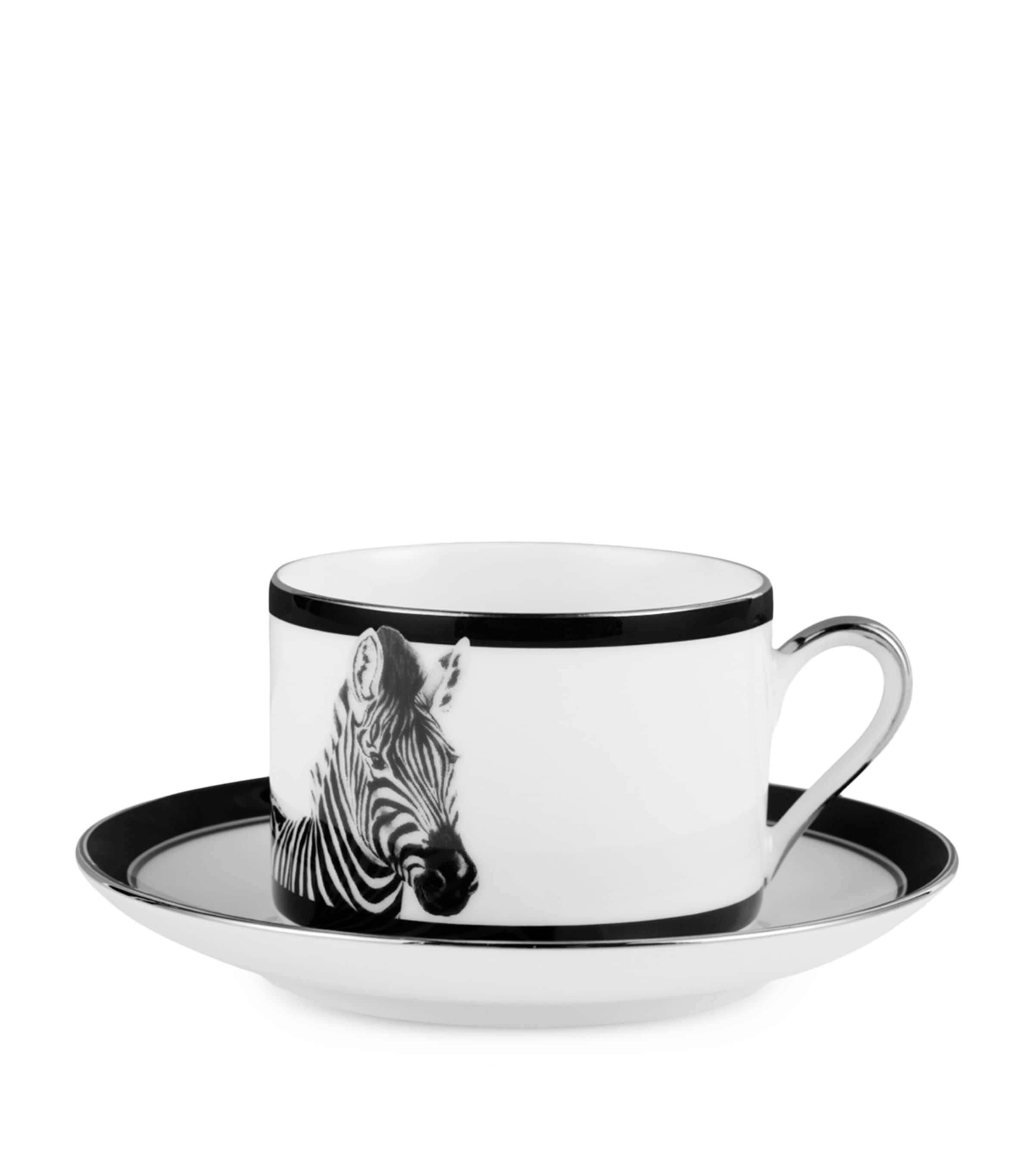 Set of 2 Zebra Teacups and Saucers UZ017ZEBRA1FDOBIANCO Image 2