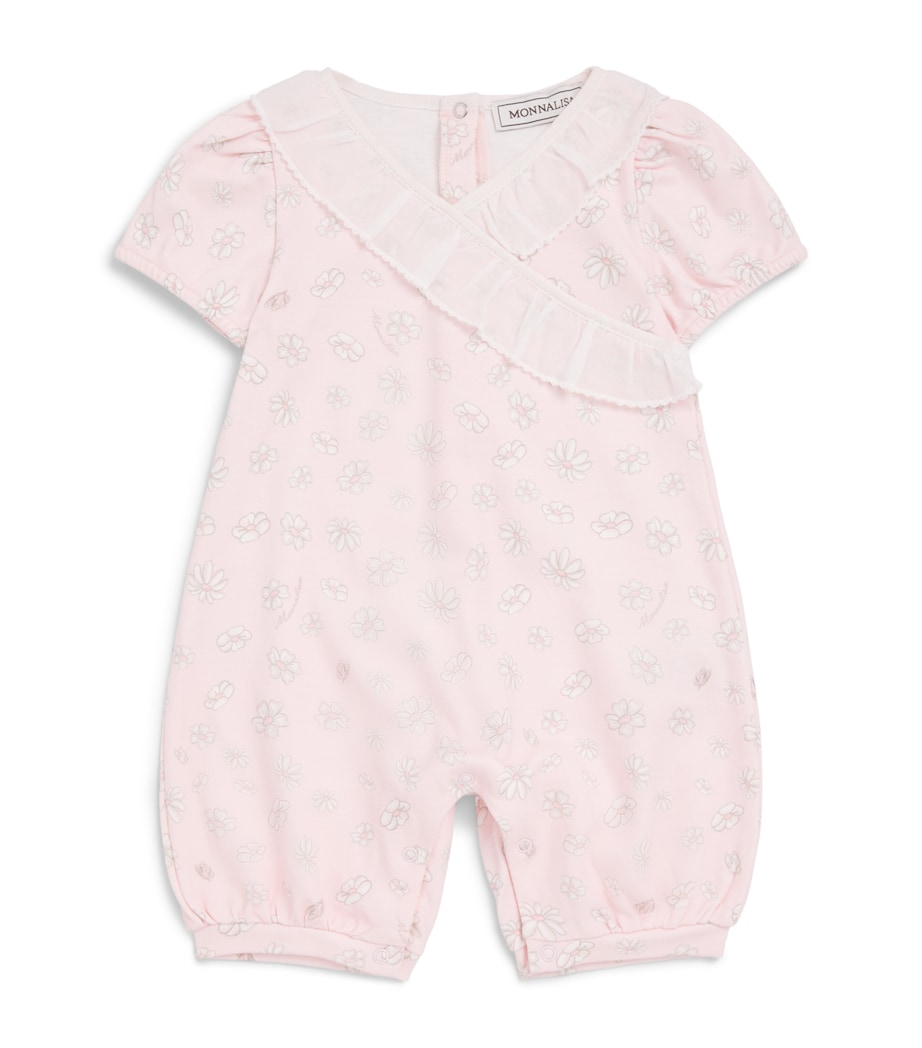 Monnalisa Cotton Daisy Playsuit (1 Months-9 Months) Pink Fairytale Image 1