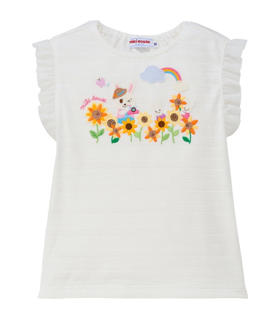 Miki House Cotton Sleeveless Embroidered T-Shirt (2-5 Years) Image 1