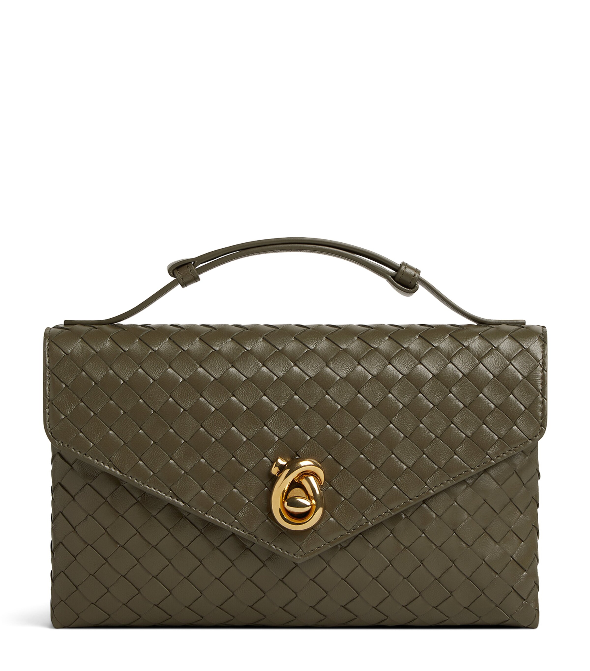 Bottega Veneta Green Lambskin Knot Lock Top-Handle Bag | Harrods UK