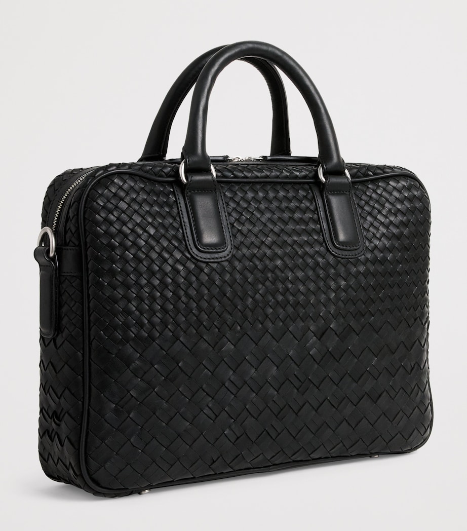 Officine Creative Leather Woven Armor Briefcase Nero Image 3