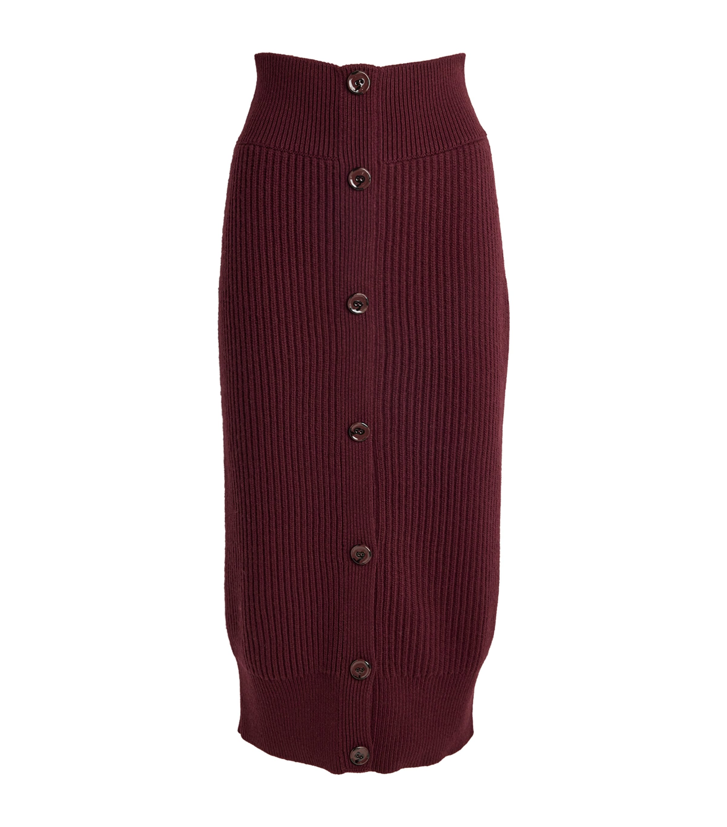 Erdem Wool-cashmere Midi Skirt In Burgundy