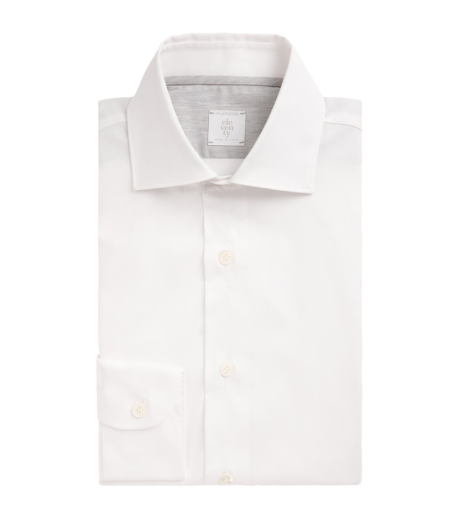 Eleventy Mens Stretch-Cotton Shirt Bianco Image 1