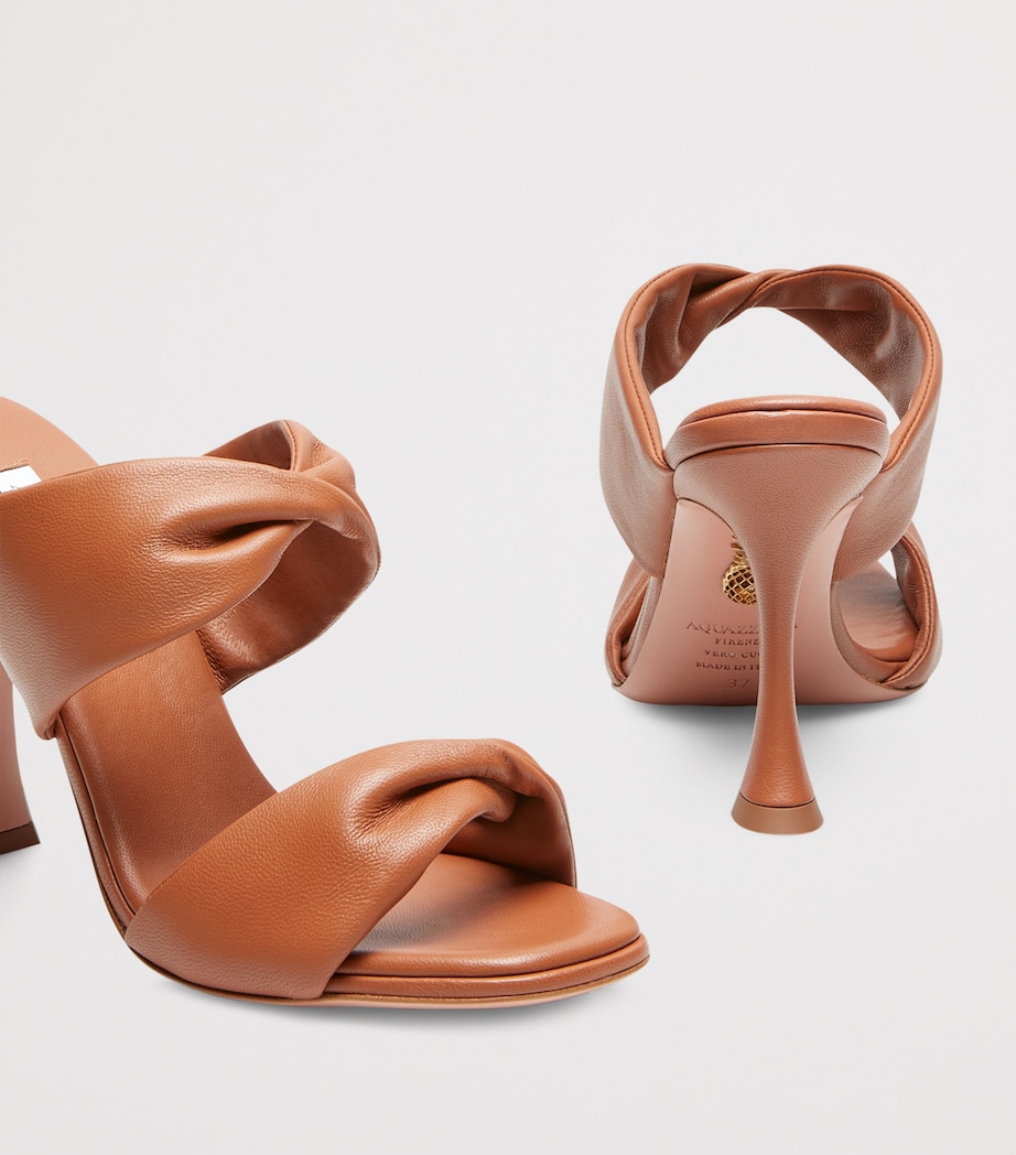 Leather Twist Heeled Sandals 95 TAN Image 3