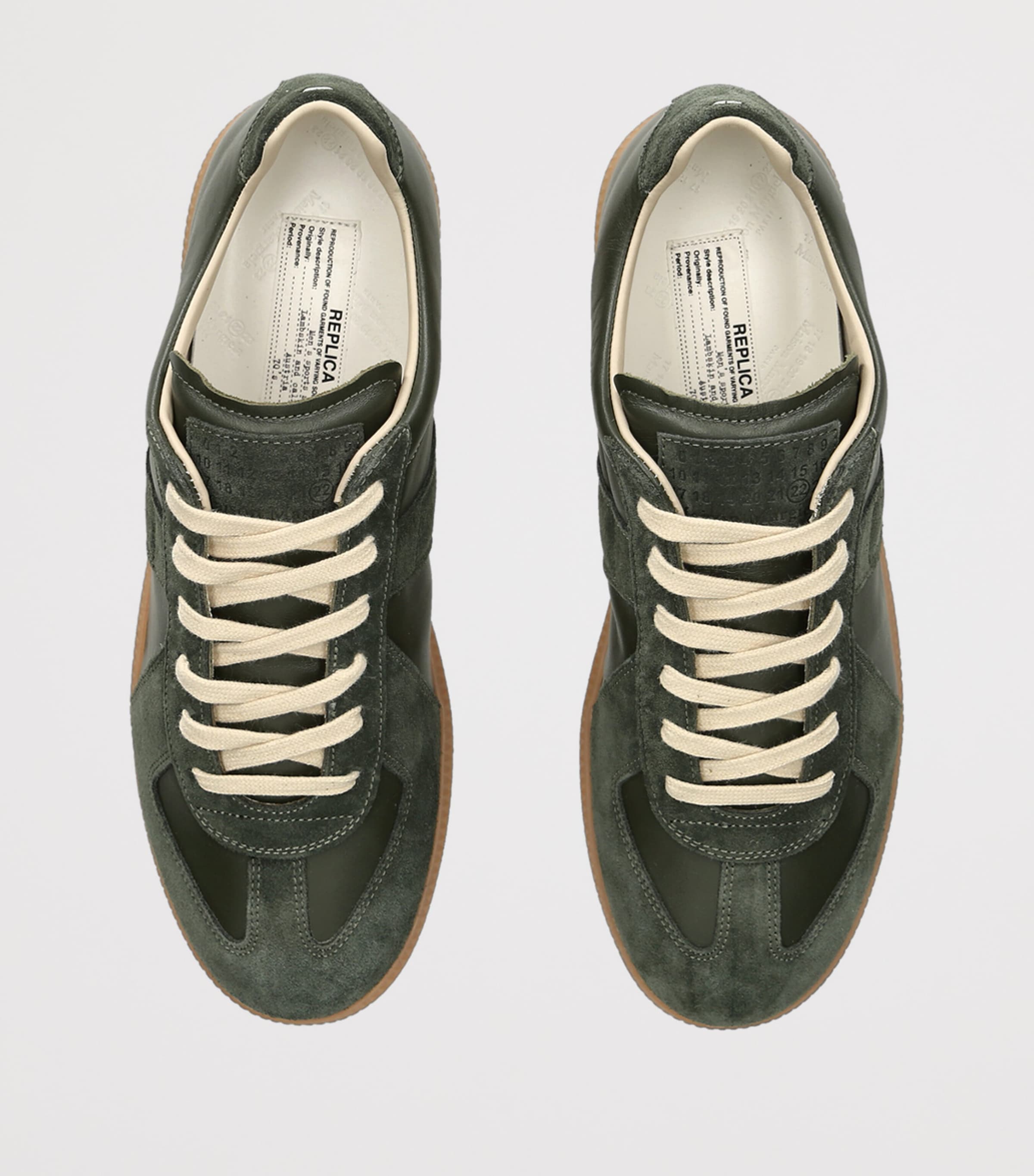 Maison Margiela Leather-Suede Replica Sneakers Khaki Image 3