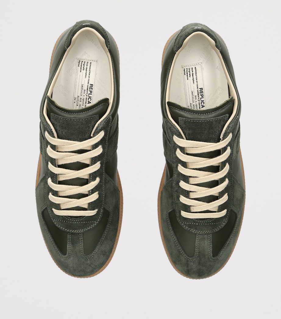 Maison Margiela Leather-Suede Replica Sneakers Khaki Image 3