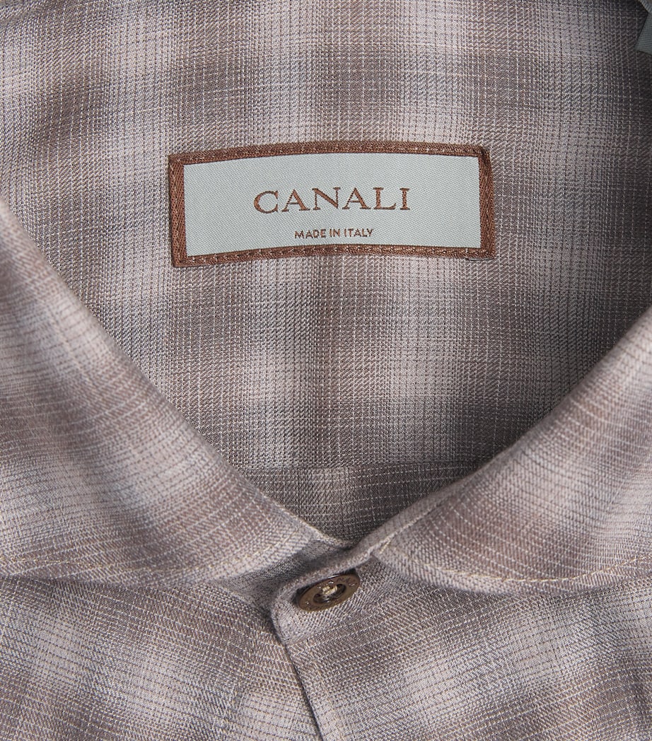 Canali Mens Cotton Blurred Check Shirt Multi Image 6