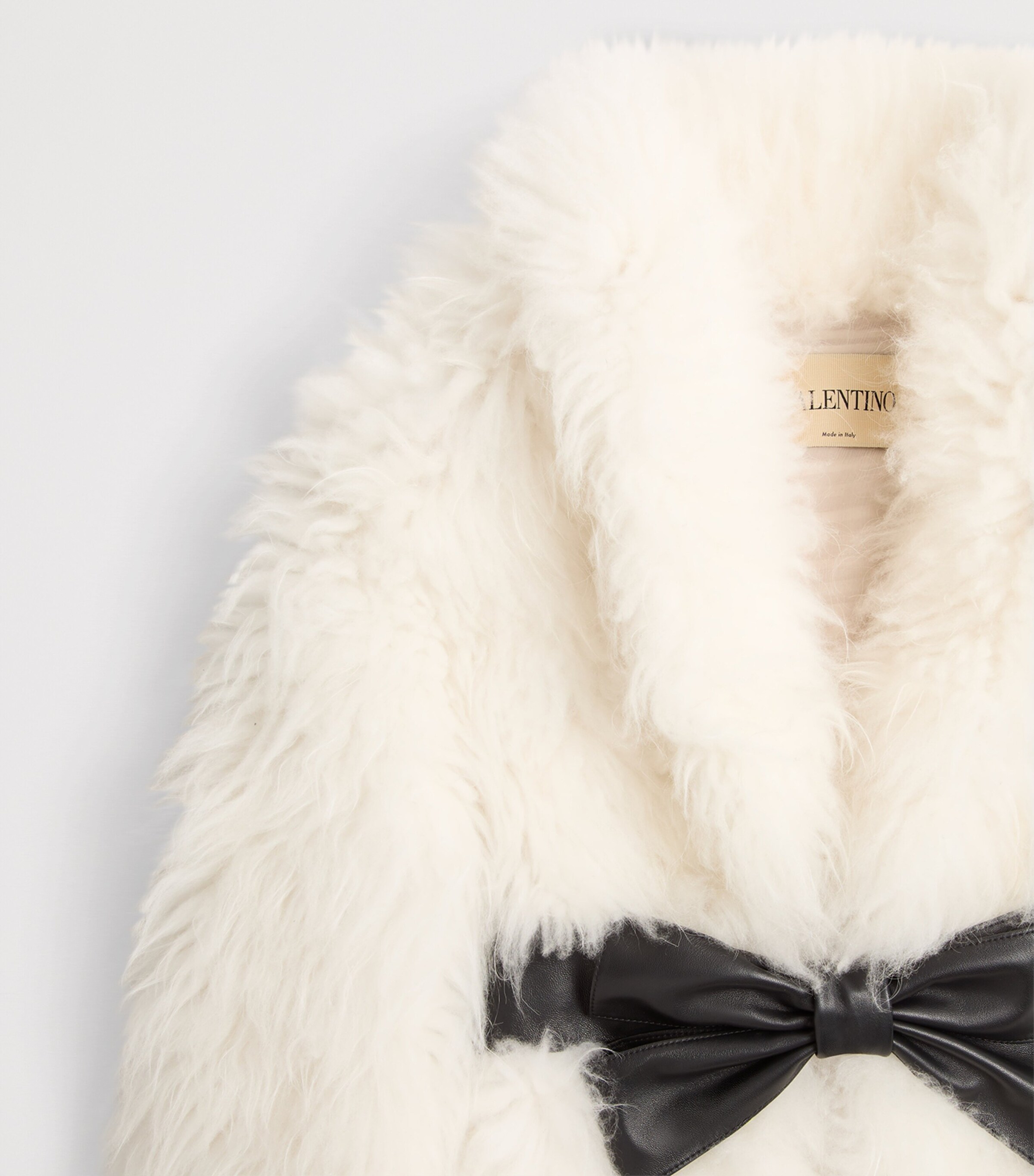 Valentino Womens Fur Bow-Belt Coat Image 8