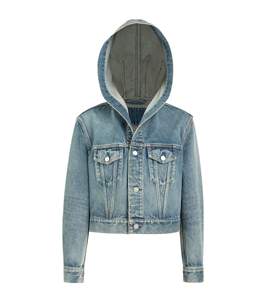 Alaïa Womens Hooded Denim Jacket Faded Blue Image 3