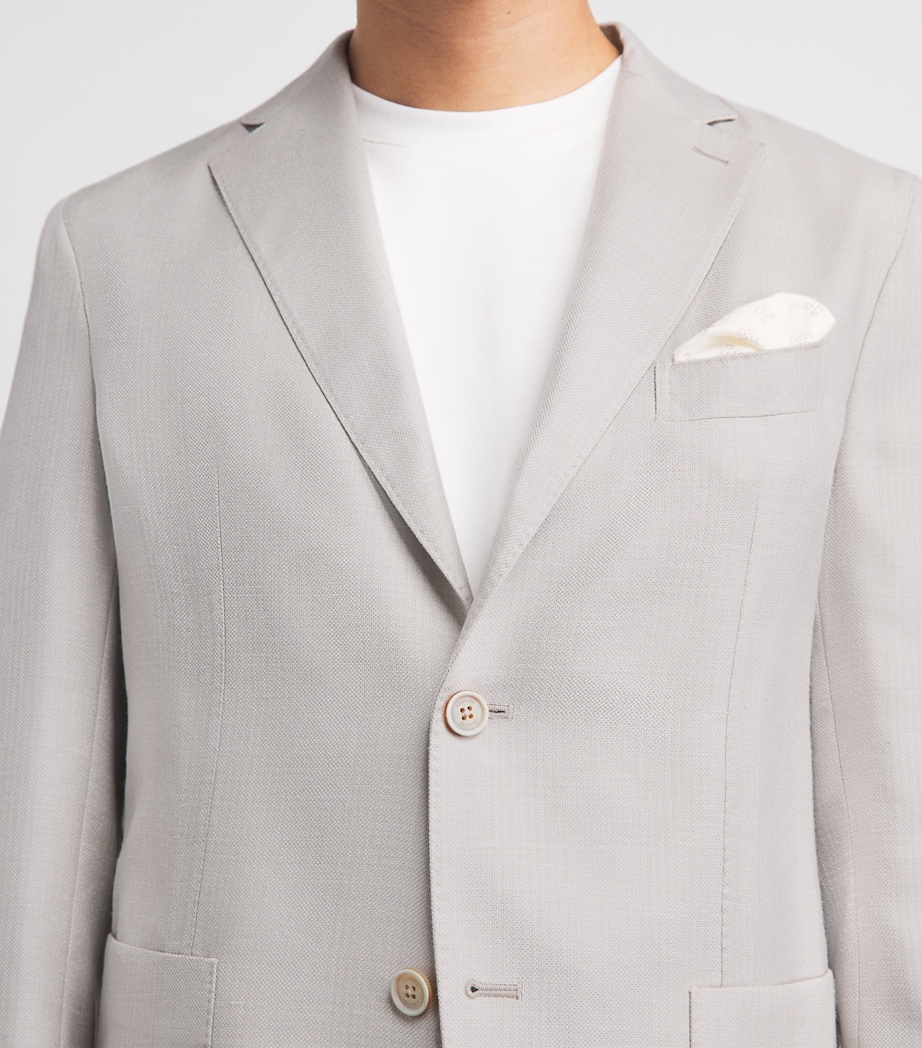 Eleventy Mens Cashmere-Silk Single-Breasted Blazer Sabbia Image 3