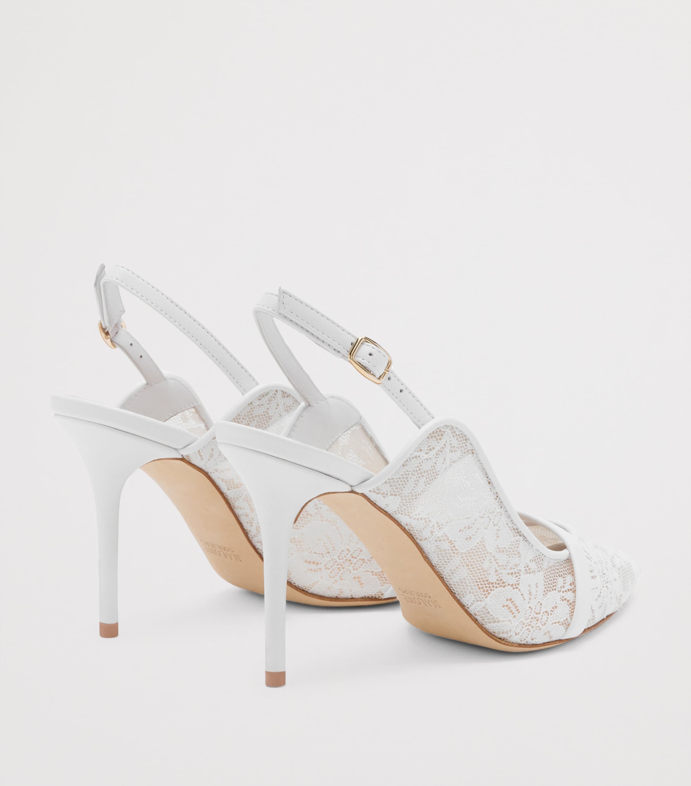 Lace Marion Slingback Pumps 85 WHITE Image 4