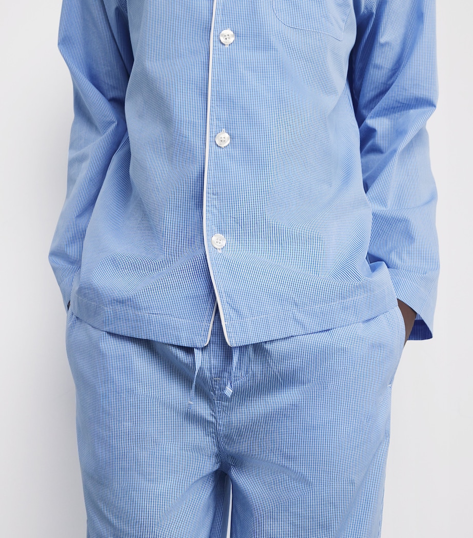 Cotton Poplin Gingham Pyjama Set L BLUE MINI GINGHAM Image 6
