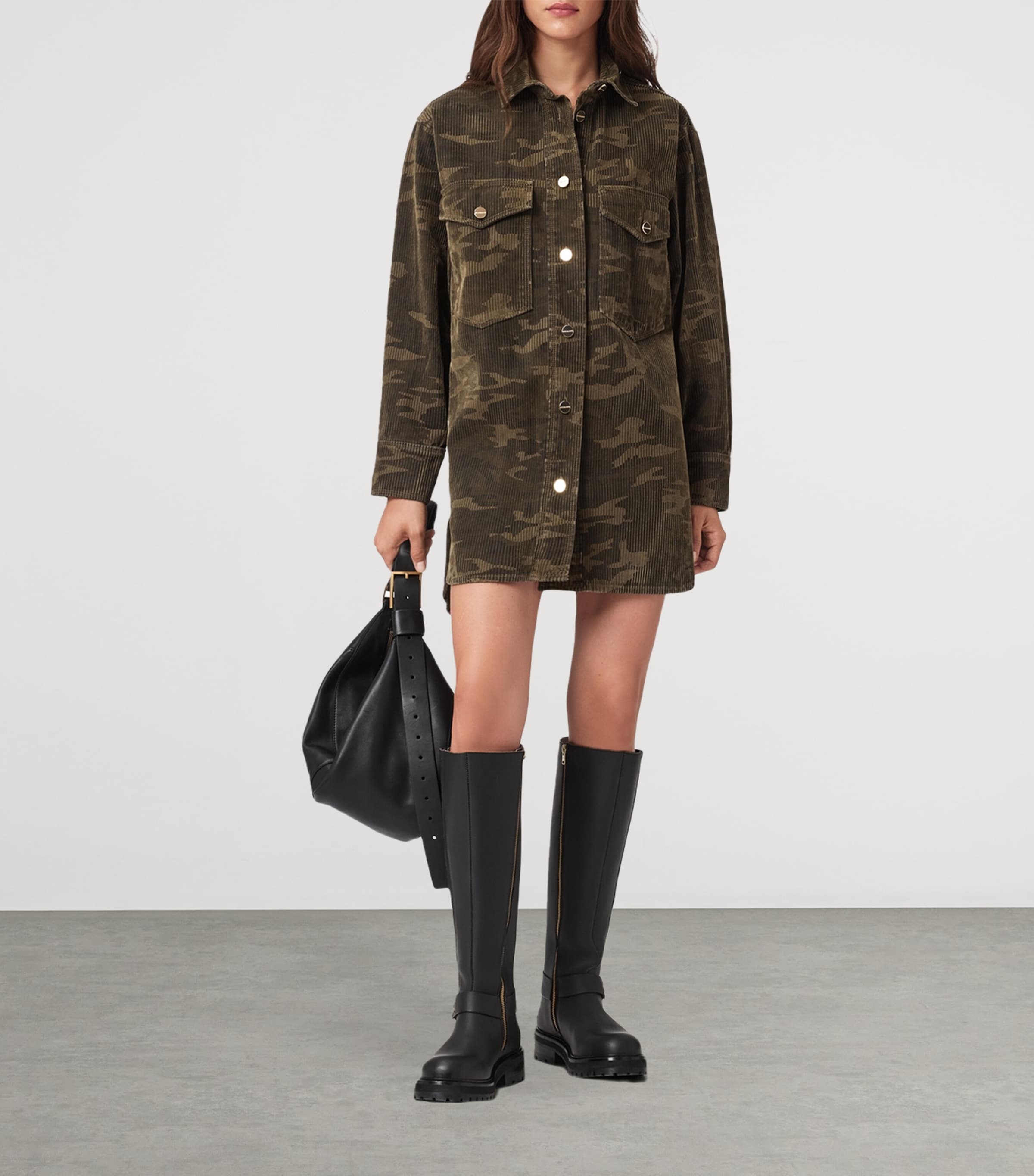 Denim Faye Shirt Dress CAMO GREEN Image 3