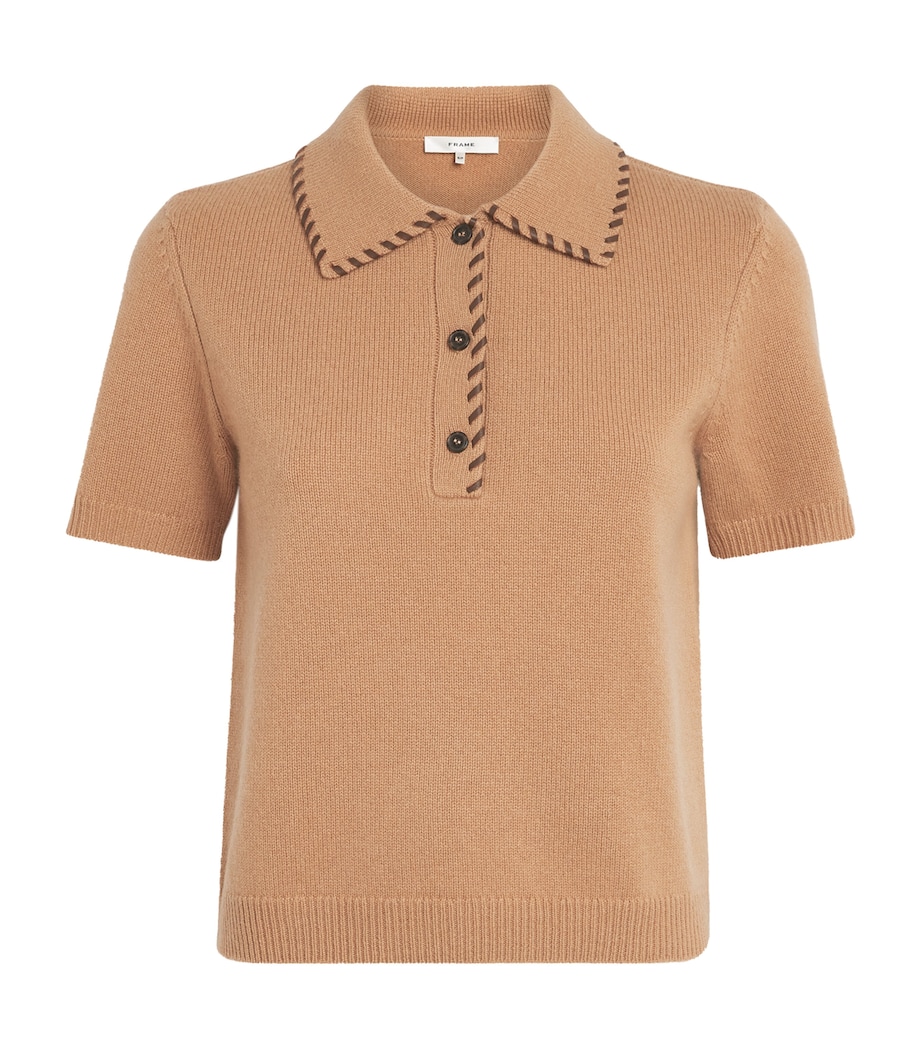 FRAME Womens Wool-Cashmere Polo Sweater Caml Camel Image 1