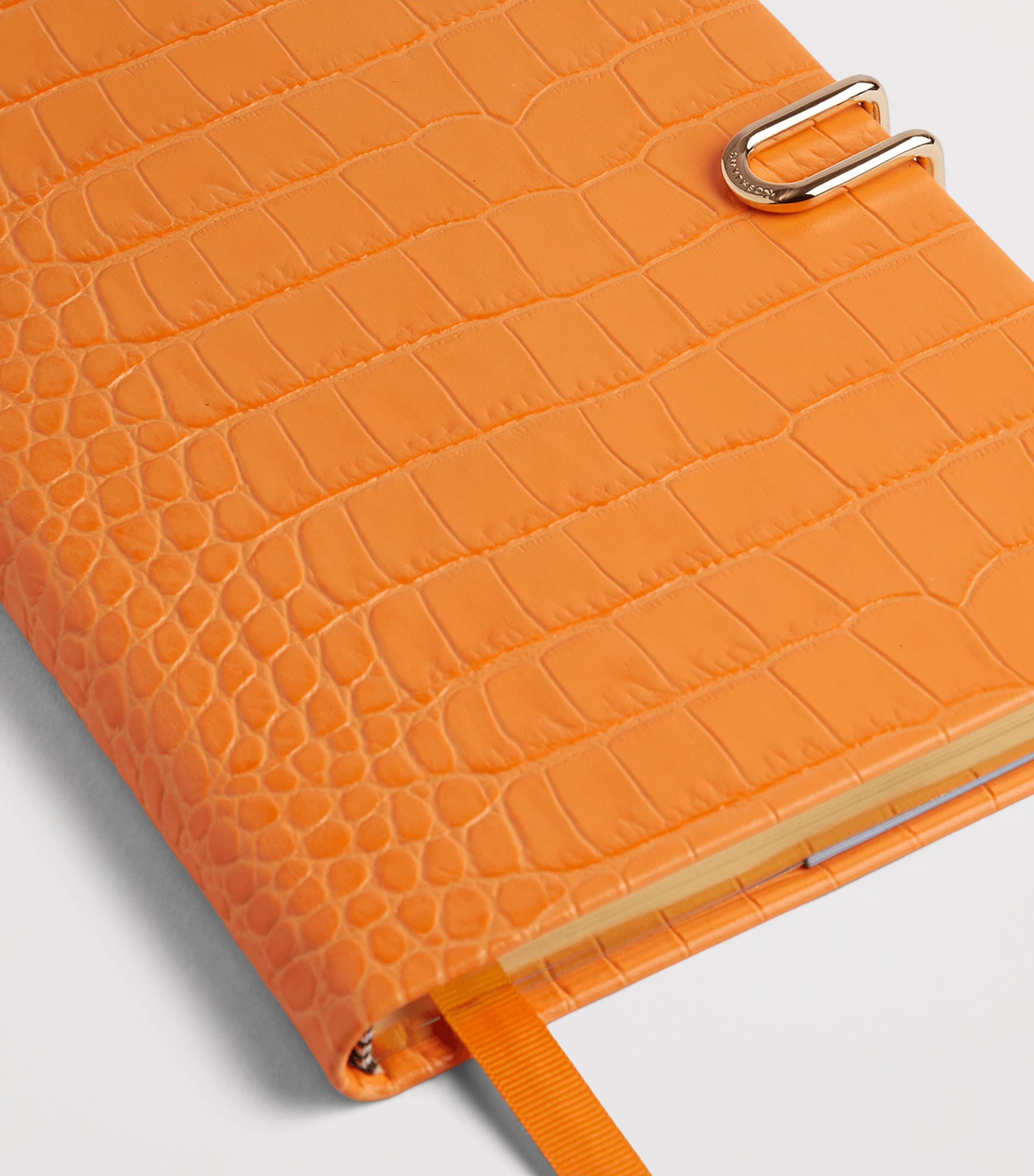Smythson Mara Leather Croc-Embossed Soho Notebook L Orange Image 5