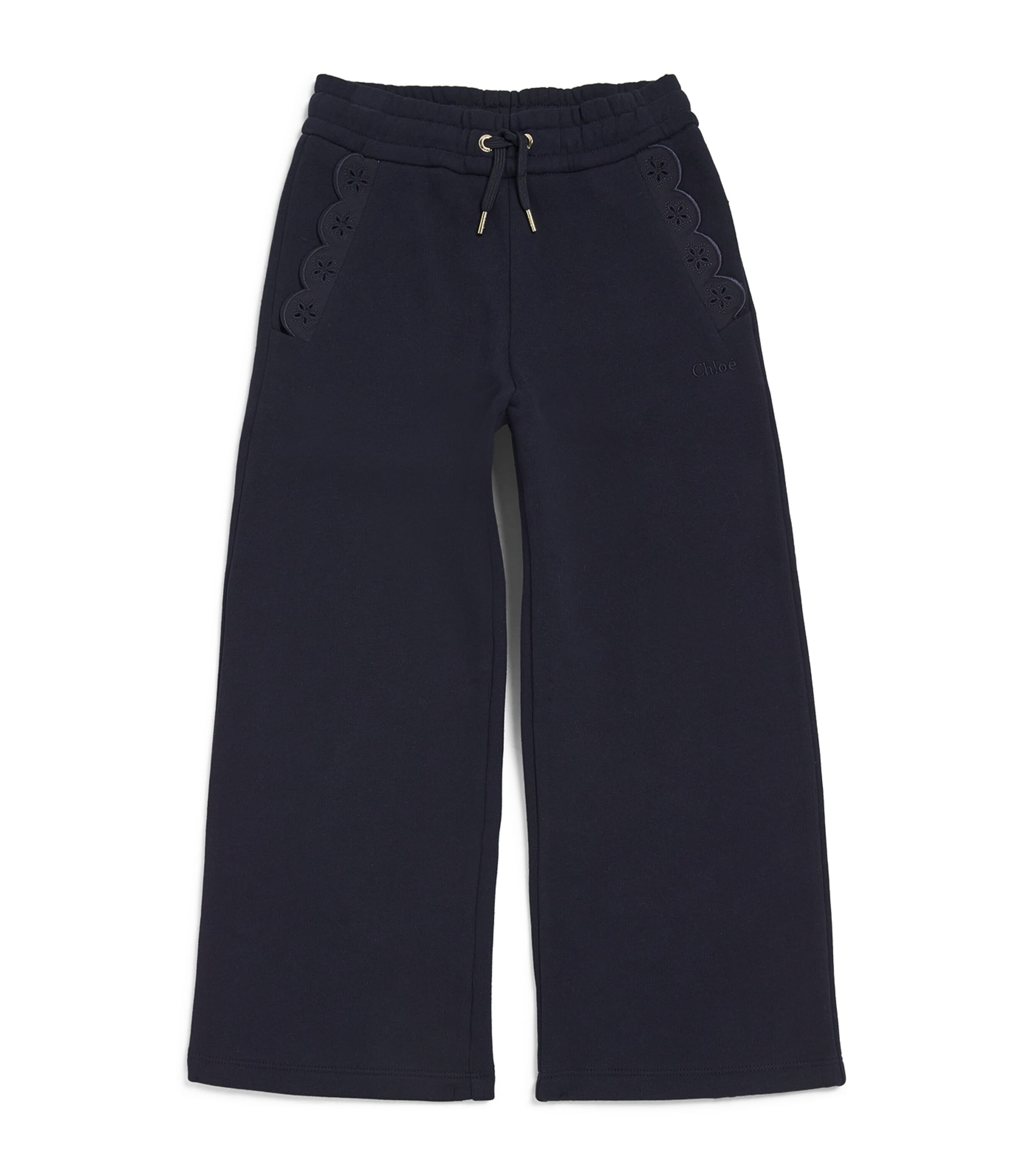 Chloé Kids' Cotton Embroidered Sweatpants In Navy