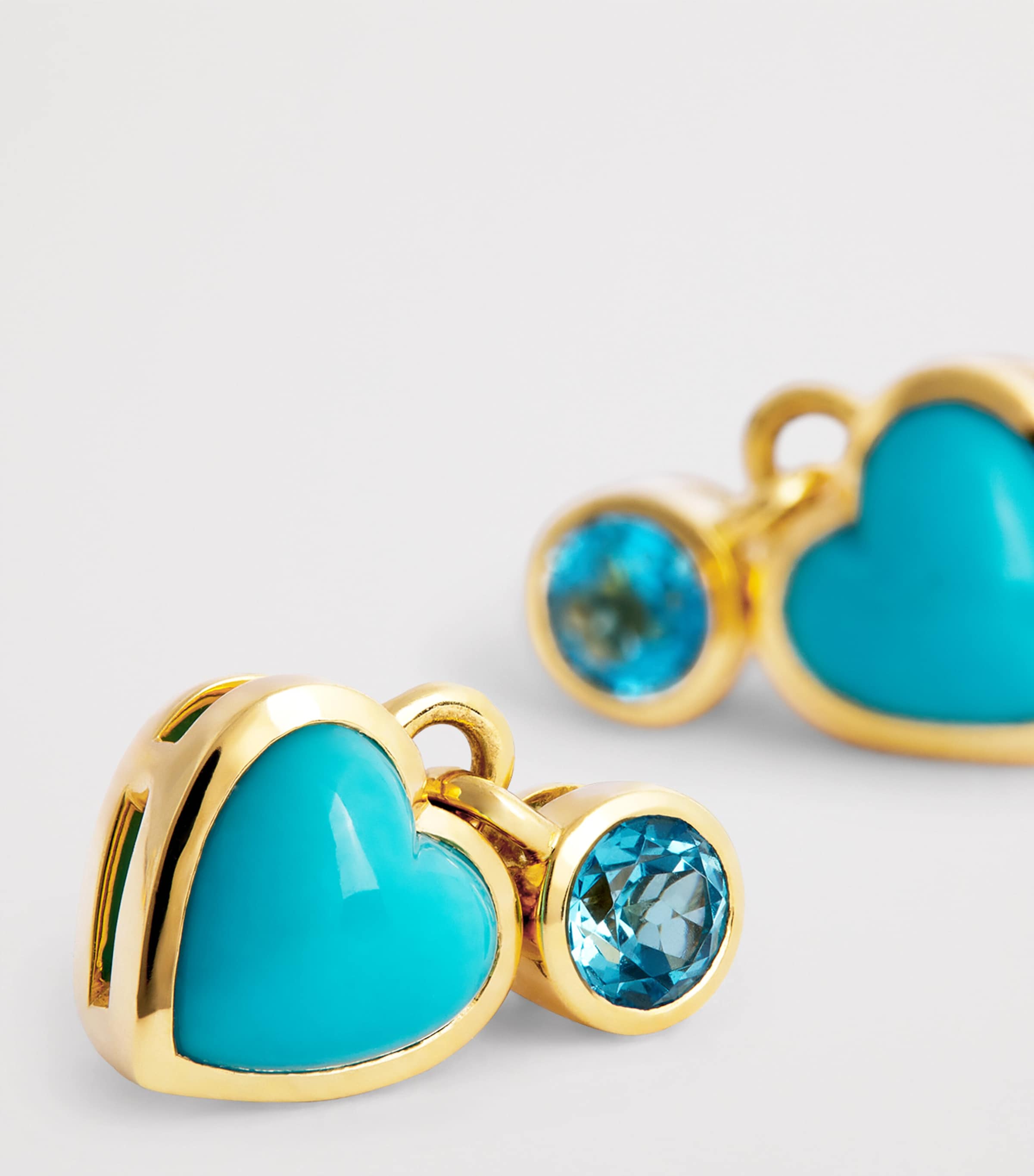 Yellow Gold and Topaz Blue Heart Earrings YELLOW GOLD Image 6