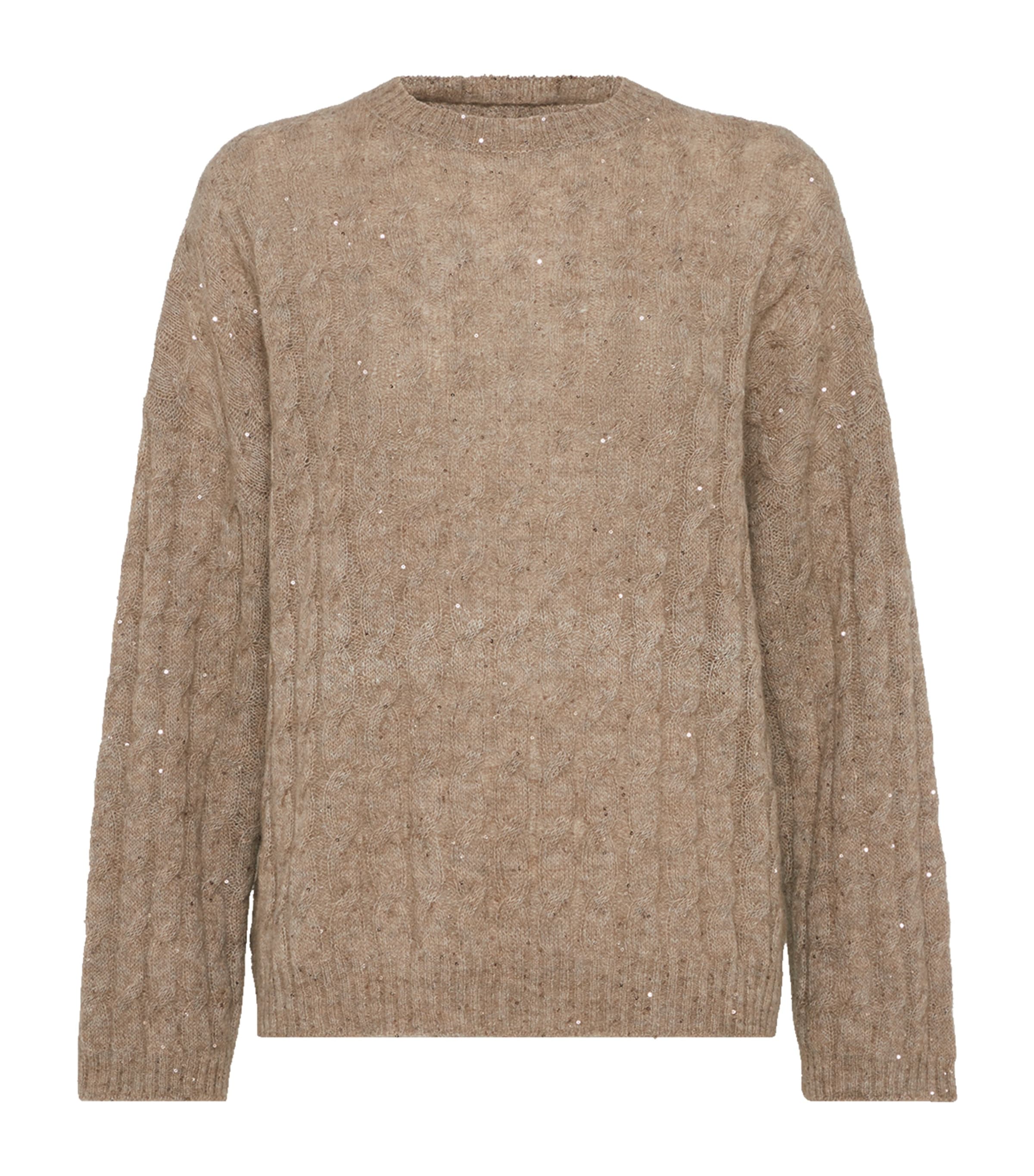 Brunello Cucinelli Mohair-blend Dazzling Hooded Sweater In Brown