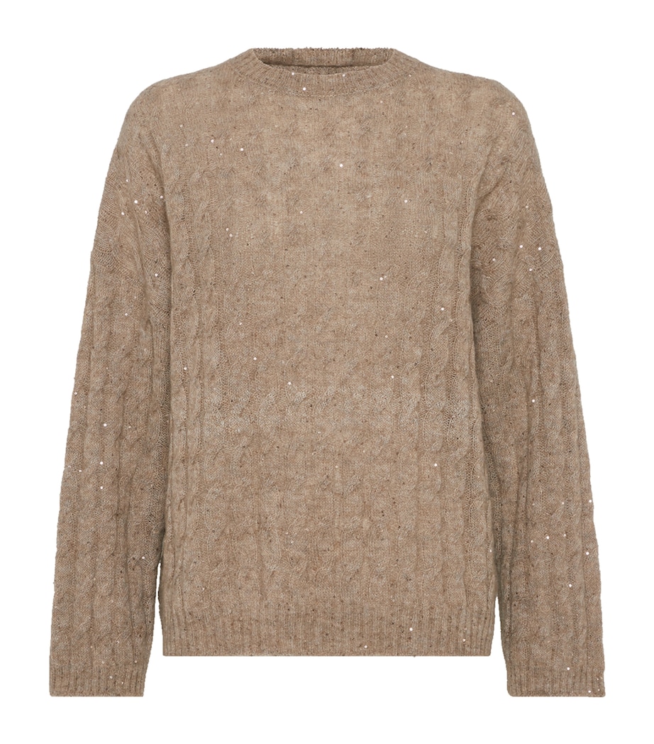 Mohair-Blend Dazzling Hooded Sweater C3592 Image 1