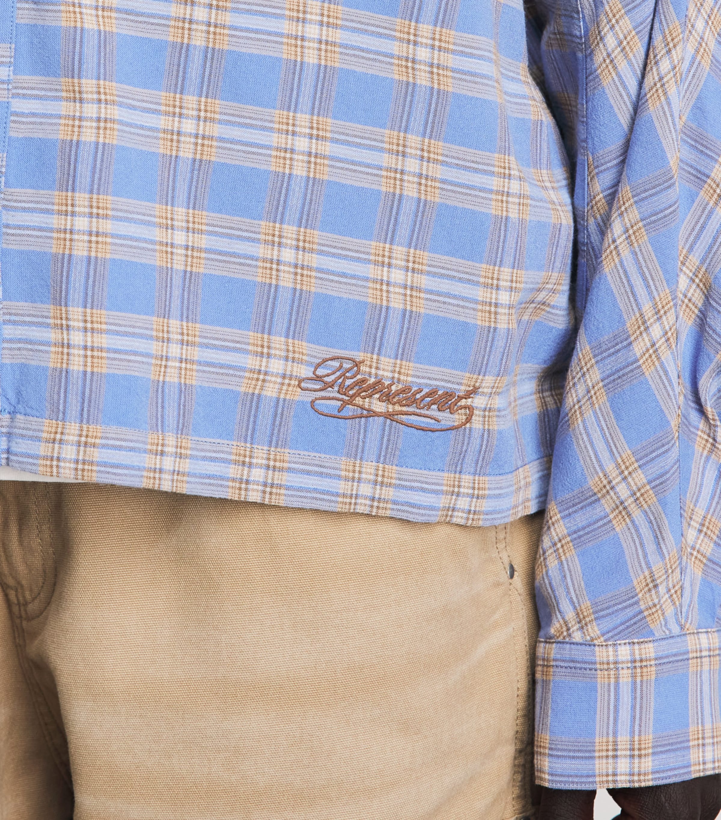 Represent Mens Santa Monica Flannel Shirt Drift Blue Image 3