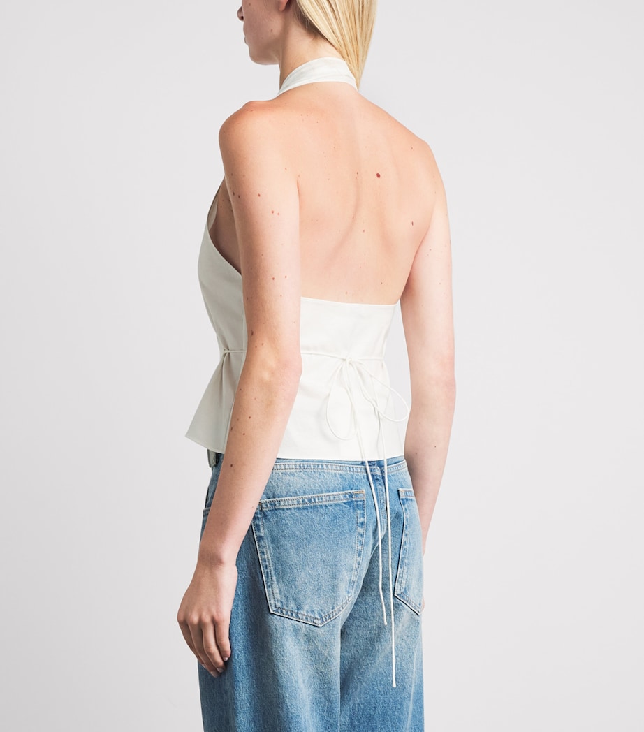 St. Agni Womens Organic Cotton Oxford Wrap Top White Image 5