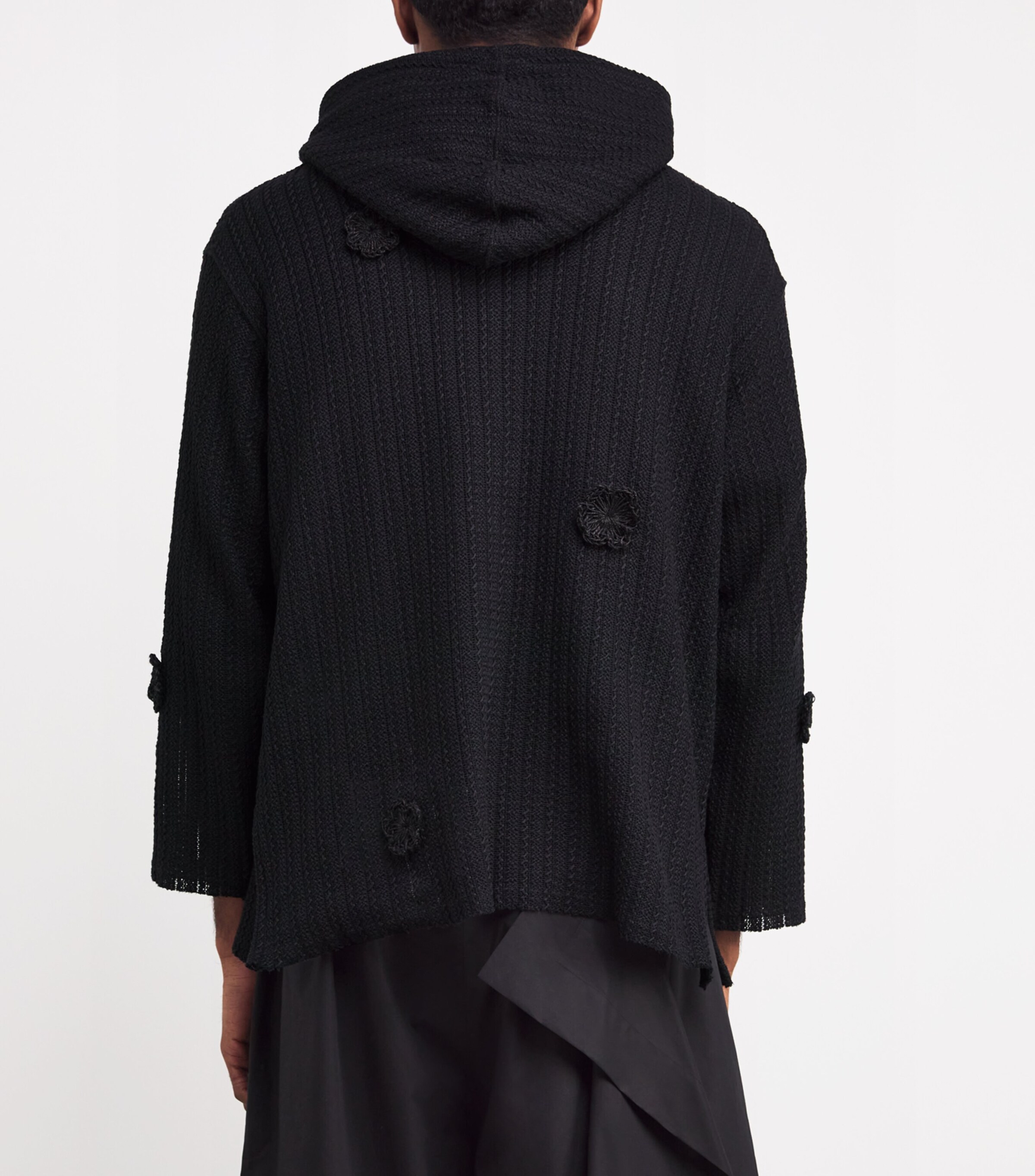 Song For The Mute Mens Cotton-Linen Daisy Chain Hoodie Black Image 3