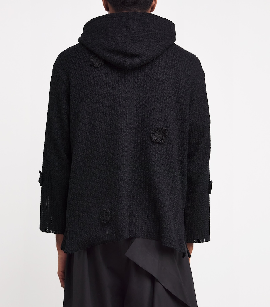 Song For The Mute Mens Cotton-Linen Daisy Chain Hoodie Black Image 3