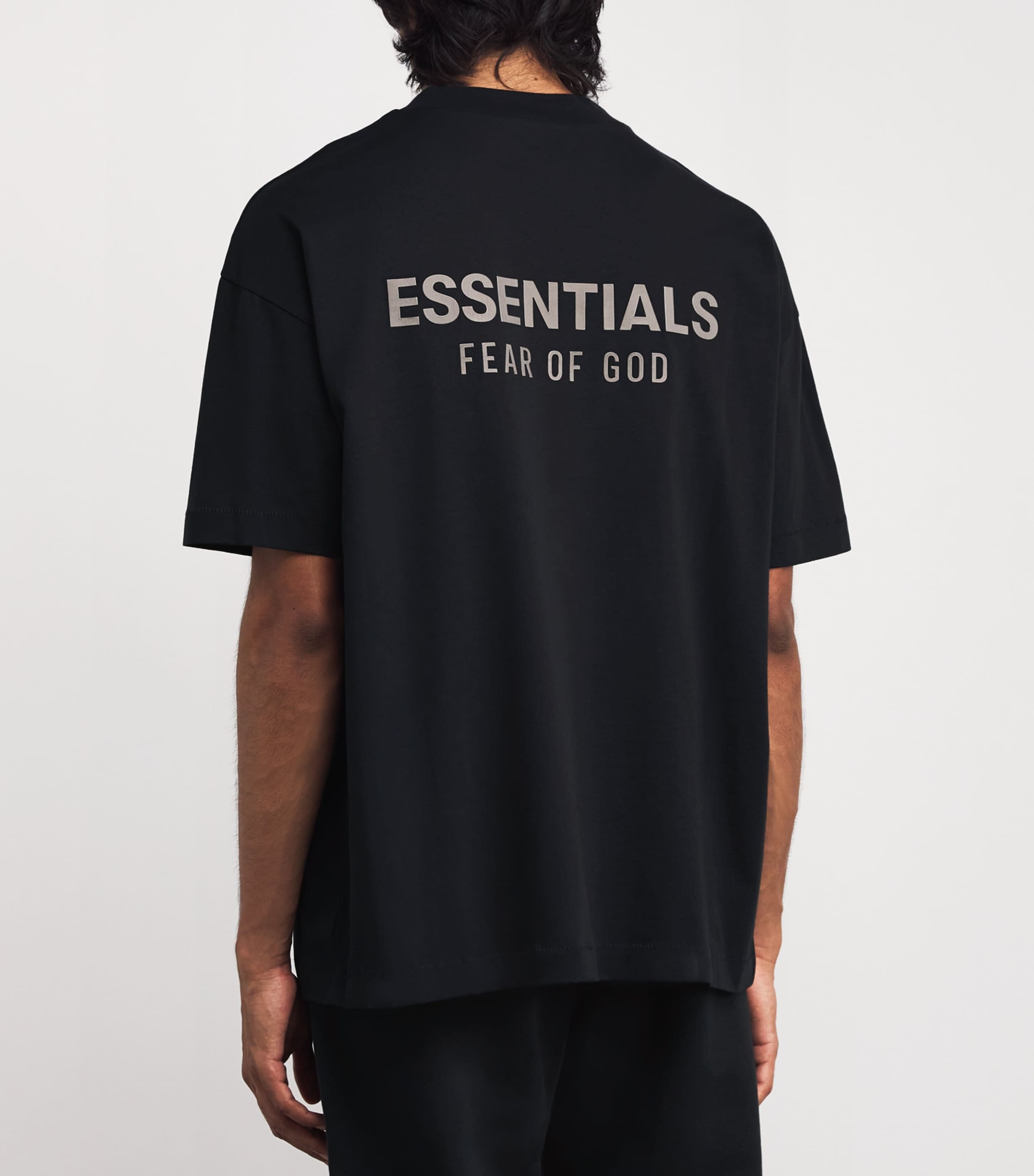 FEAR OF GOD ESSENTIALS Mens Cotton Logo Oversized T-Shirt Jet Black Image 4