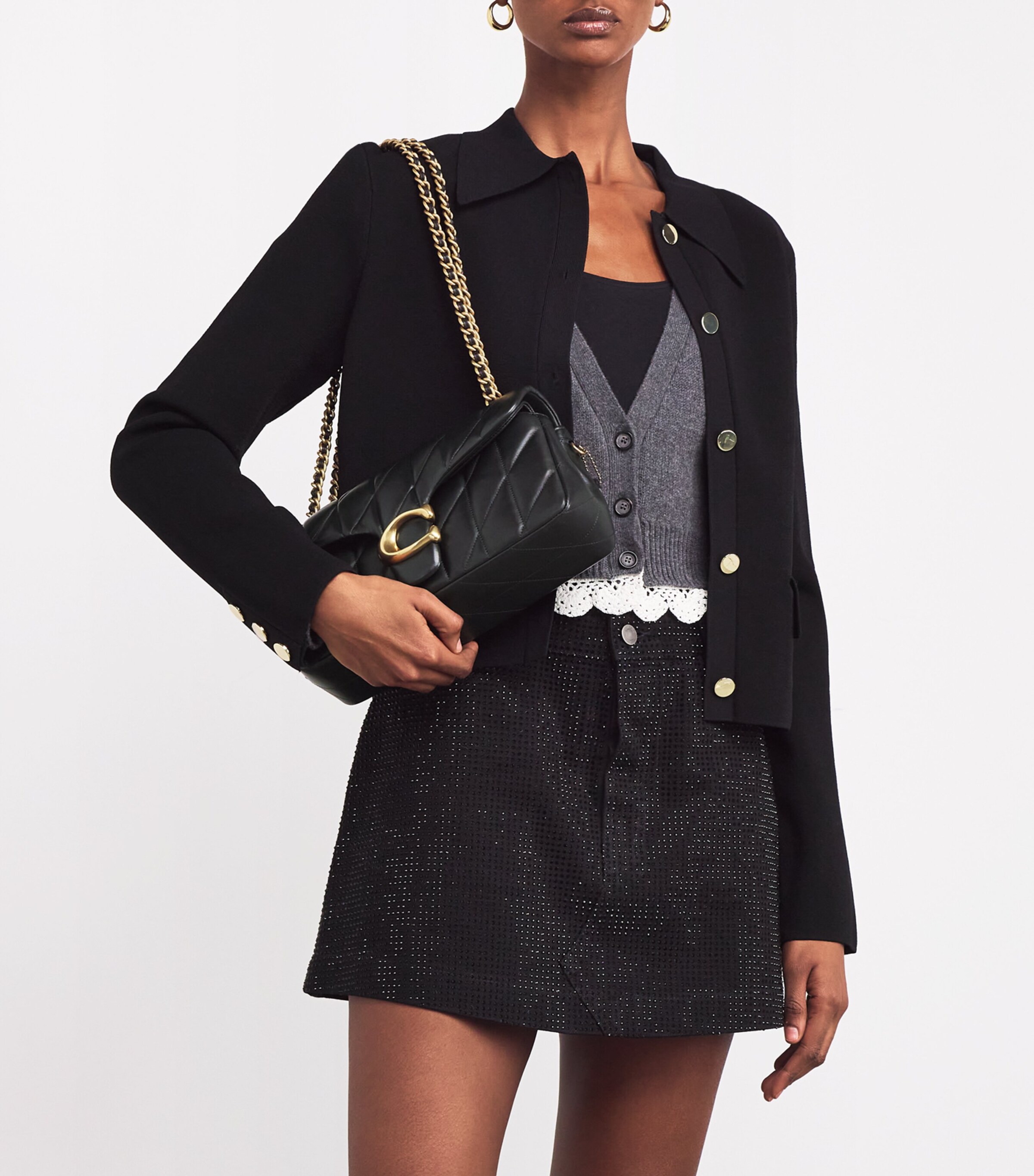 black long sleeve dress with buttons Hobo Studio Baguette - Coach - Leather