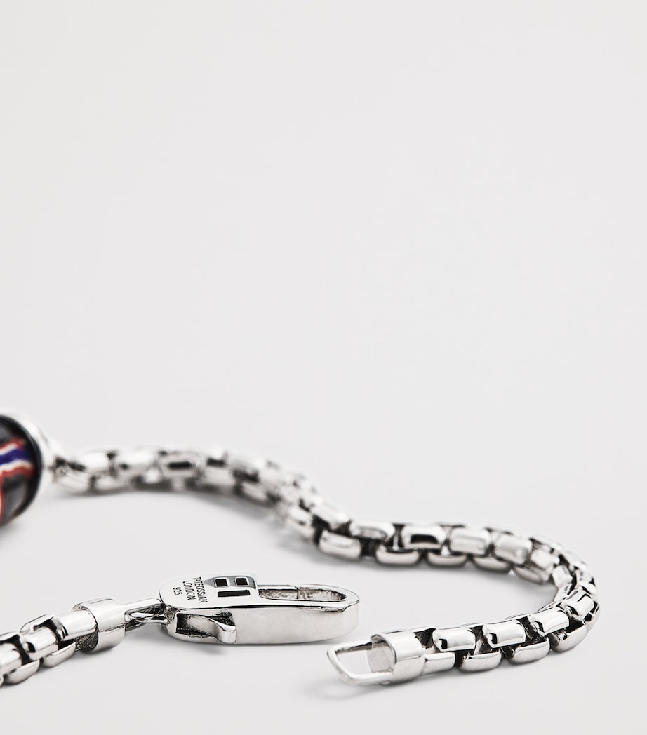 Sterling Silver French Cross Chain Bracelet BLACK Image 6