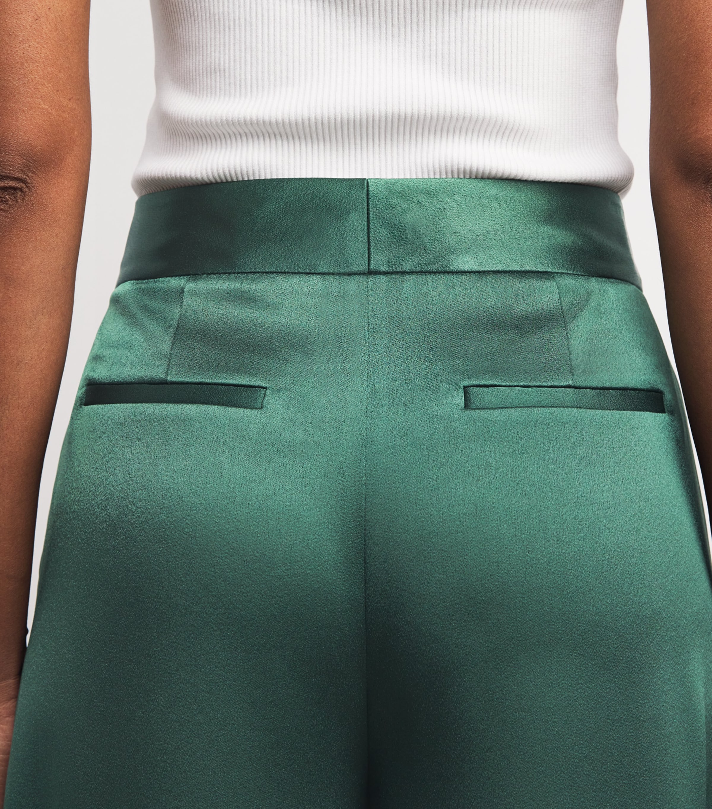 Alice+Olivia Green Satin Nessi Wide-Leg Trousers | Harrods US