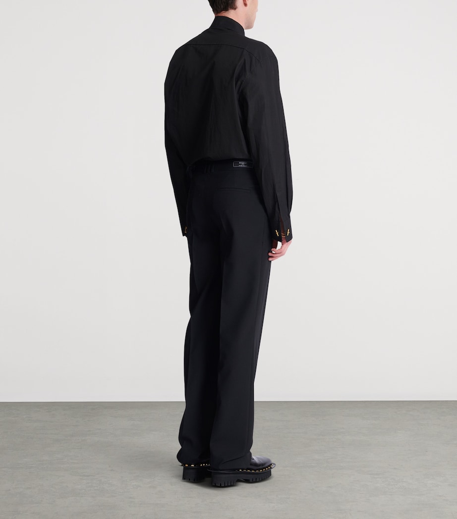 Virgin Wool Pleated Flared Trousers 0PA NOIR Image 6