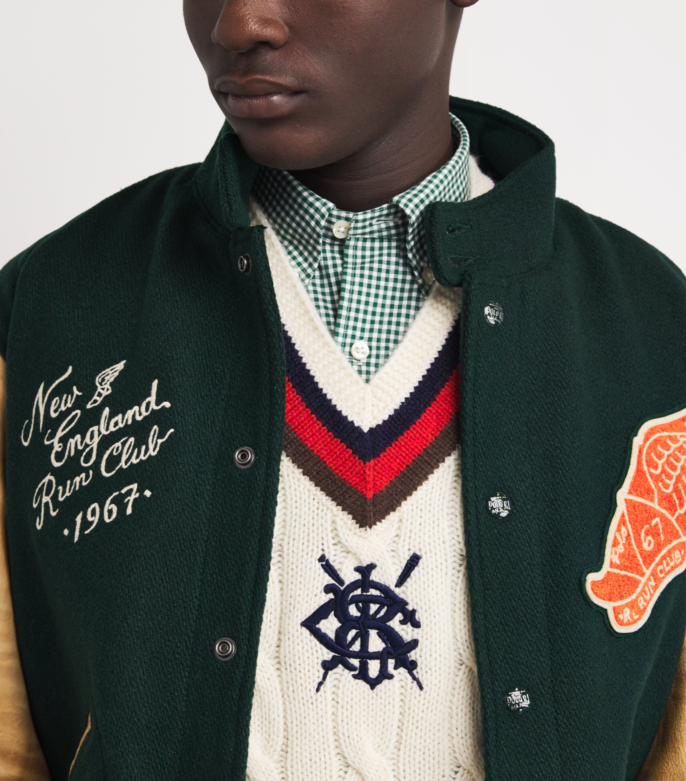 Polo Ralph Lauren Mens New England Bomber Jacket Green Image 6