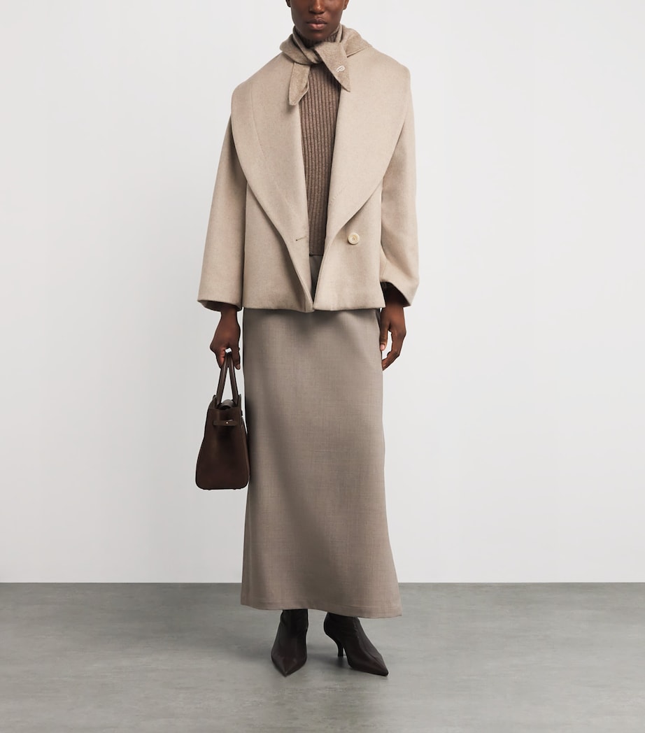 Wool Shawl-Collar Oversized Jacket SAND Image 2