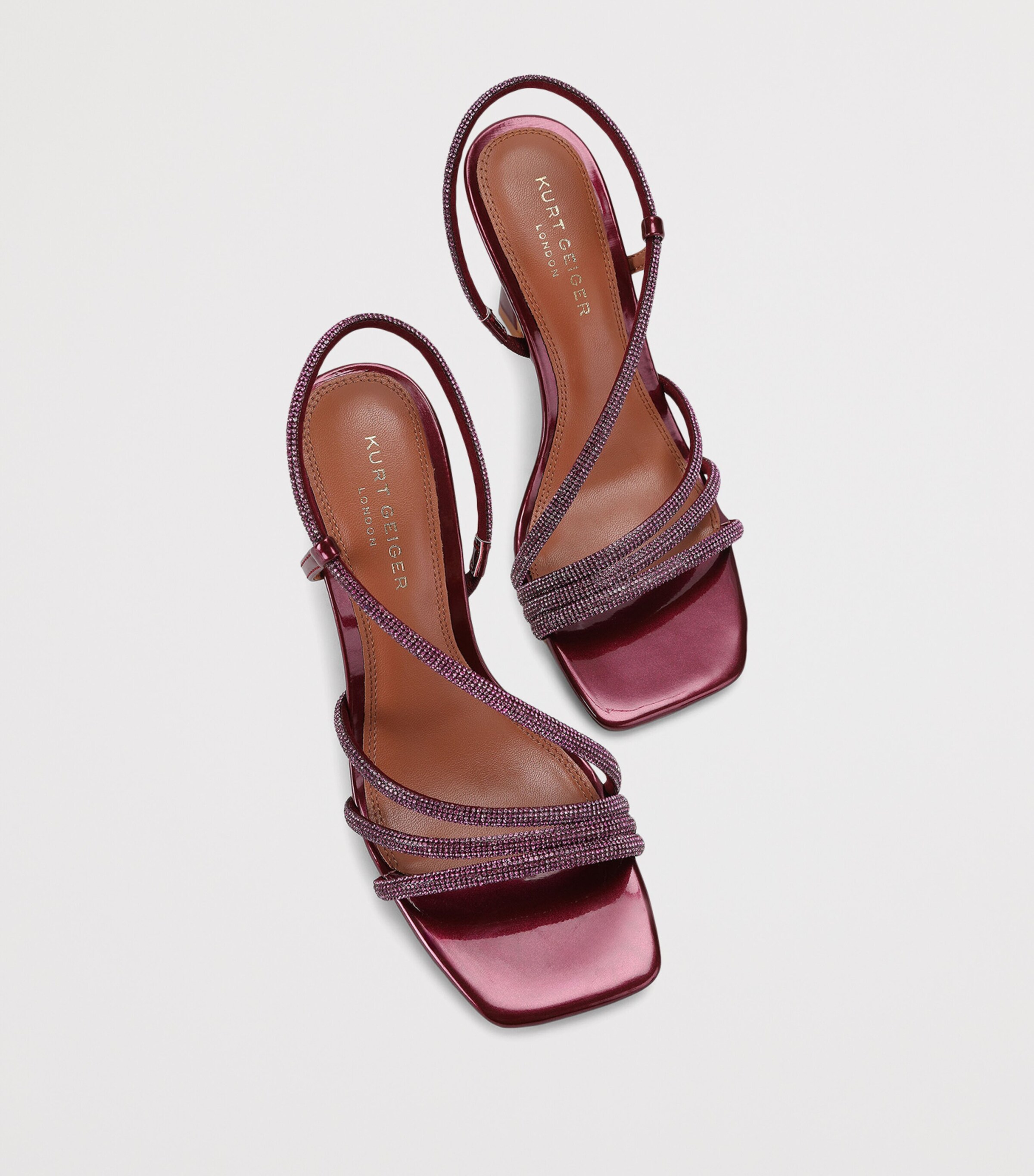 Kurt Geiger London Leather Embellished Annabel Heeled Sandals 90 Fushia Cmb Image 4