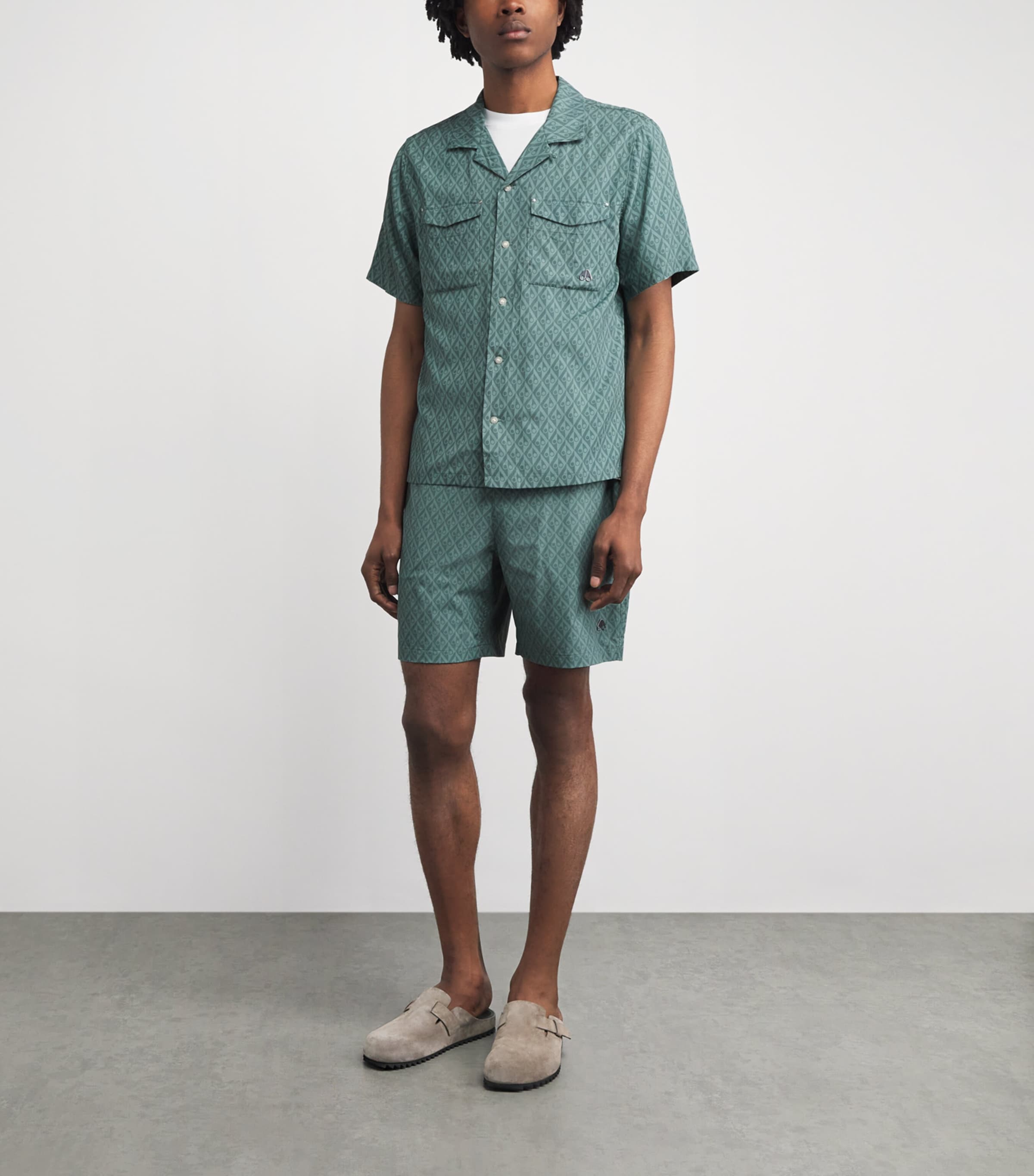 Moose Knuckles Mens Monogram Button-Up Shirt Dusty Jade Image 1