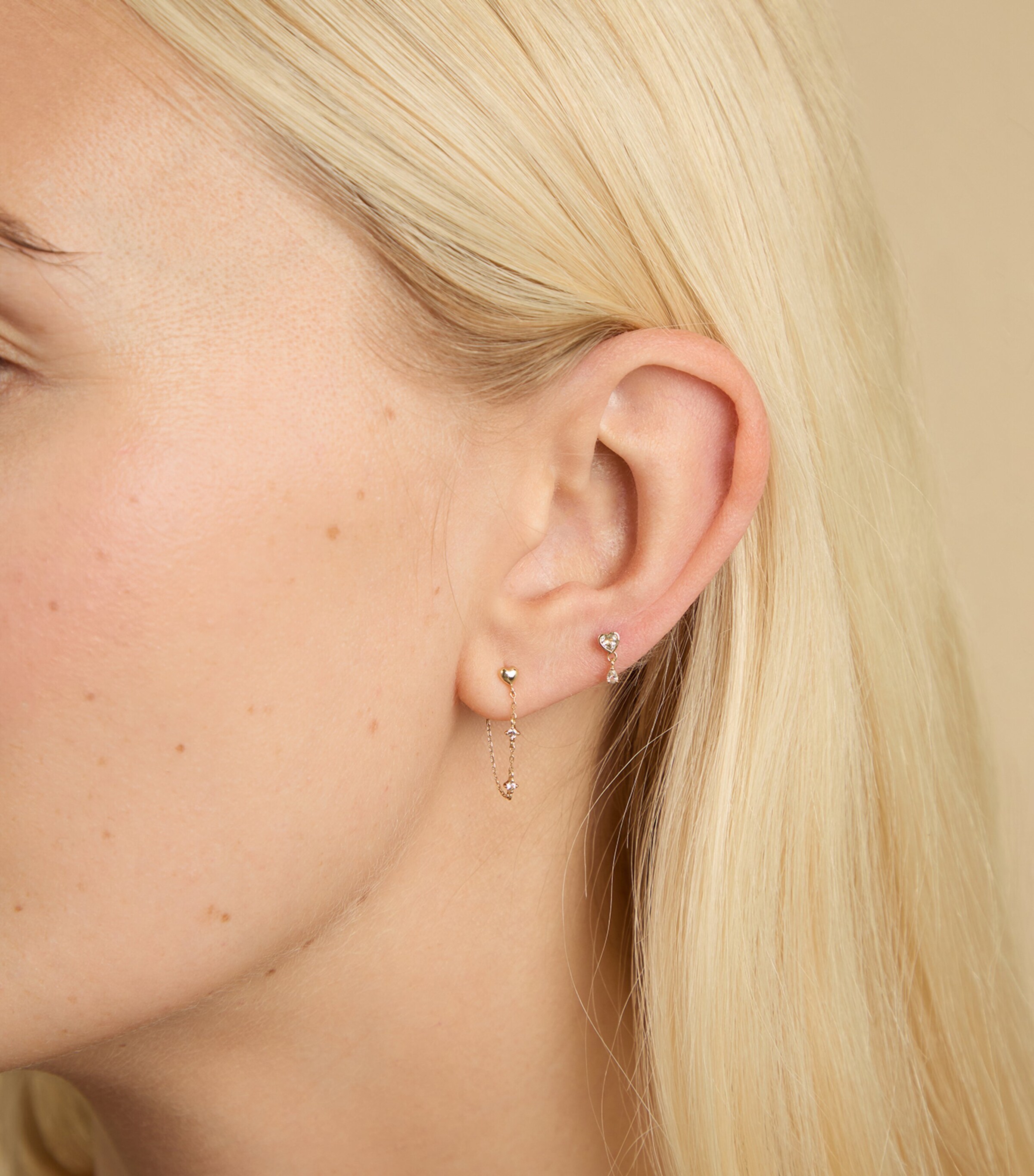 Astrid & Miyu Gold and Topaz Heart Charm Single Stud Earring Gold Image 2
