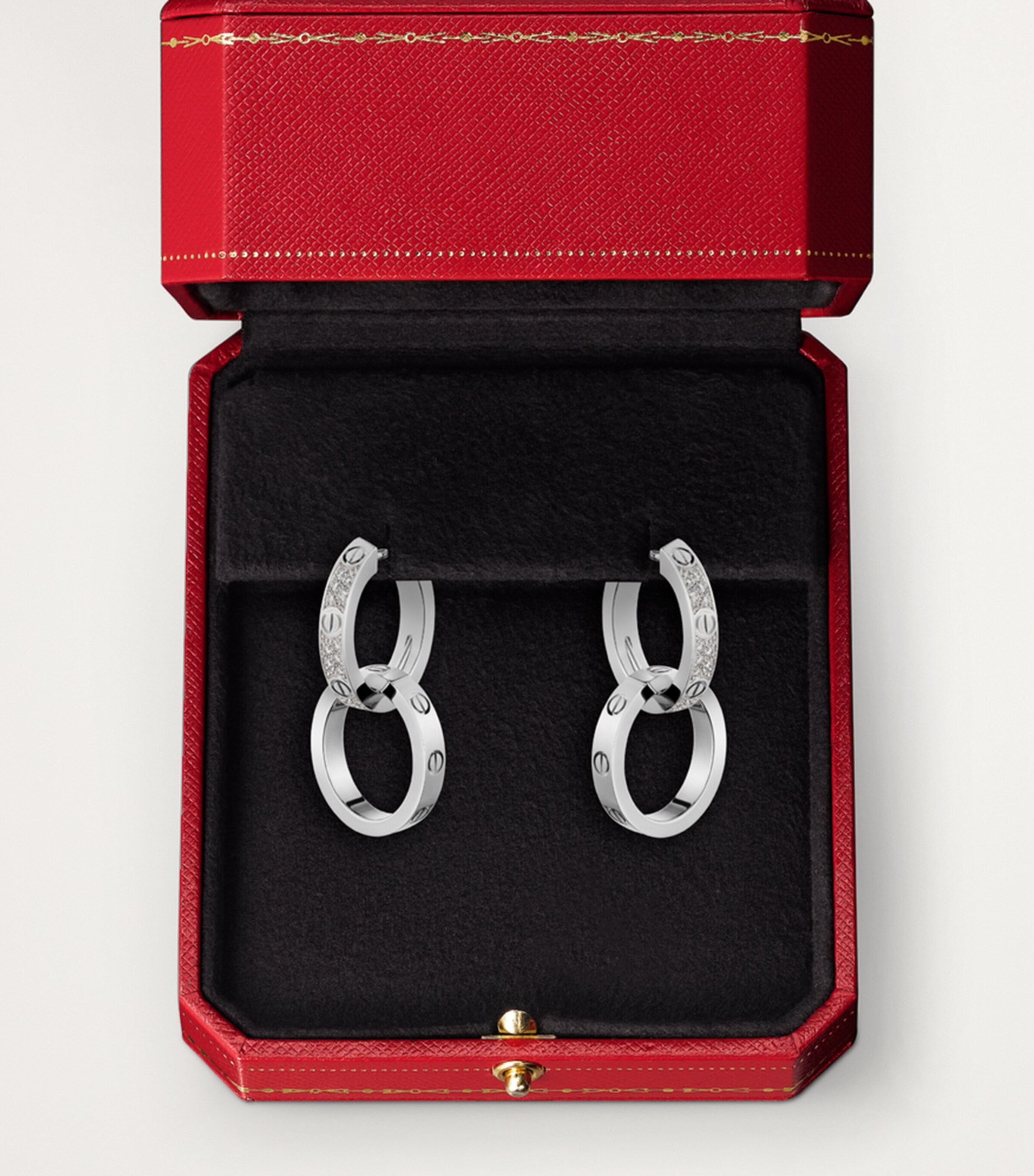 Cartier White Gold and Diamond LOVE Double Hoop Earrings White Gold Image 3