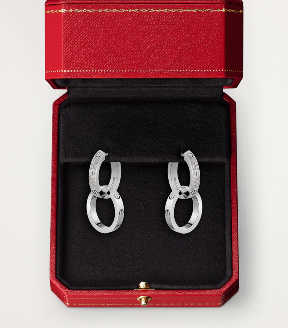 Cartier White Gold and Diamond LOVE Double Hoop Earrings White Gold Image 3