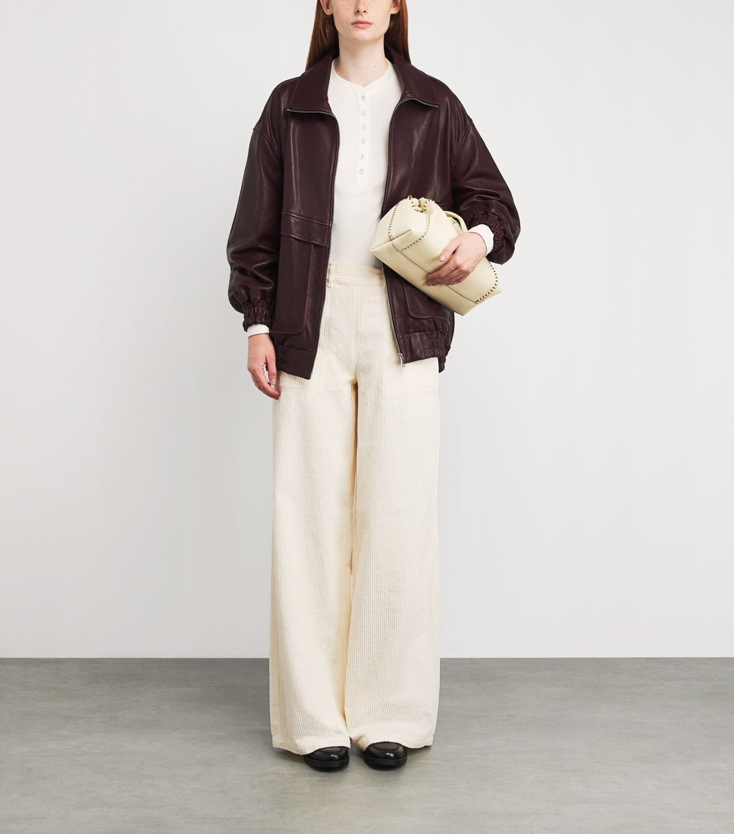 Corduroy Wide-Leg Trousers CREAM Image 2